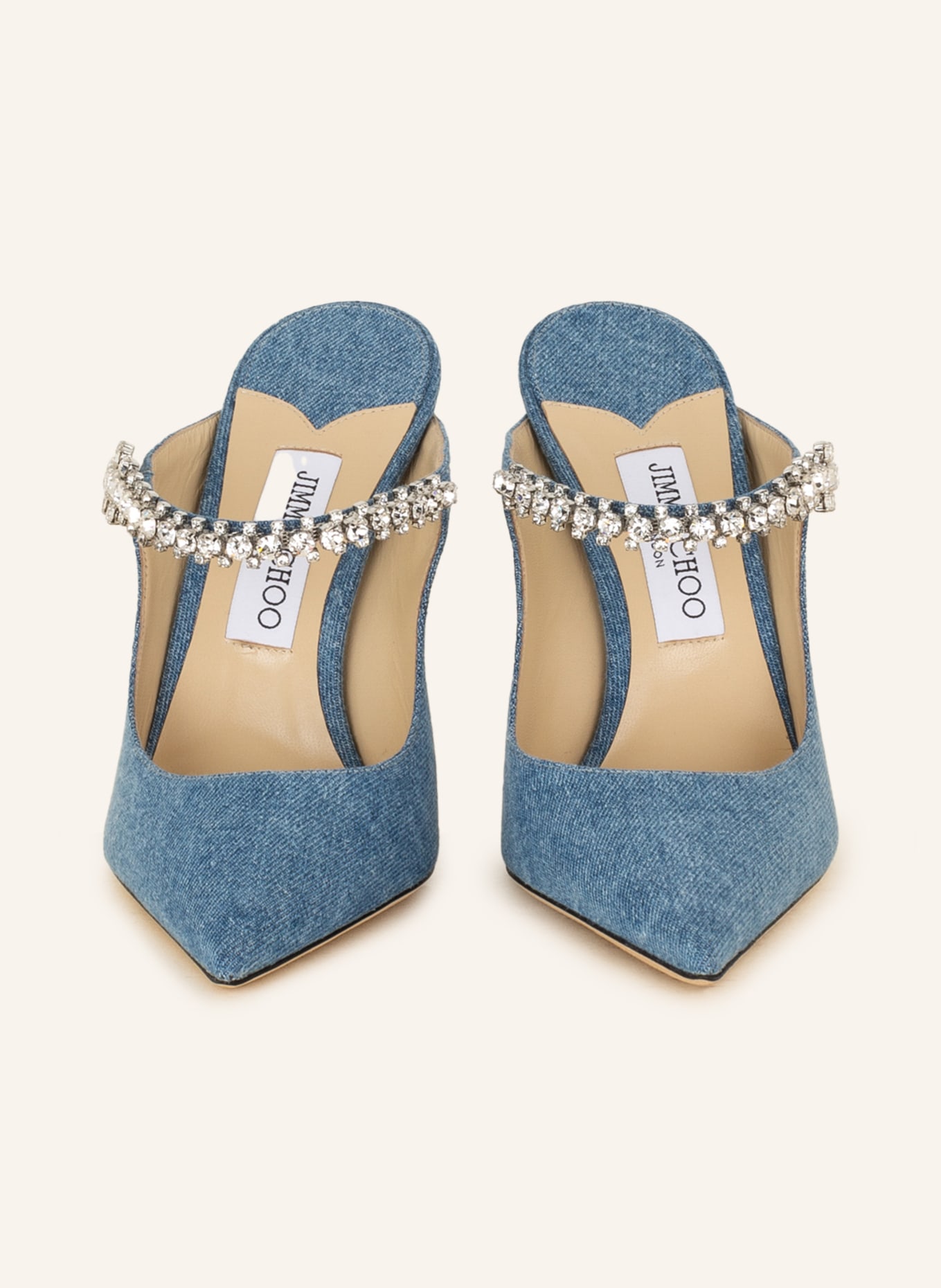 JIMMY CHOO Mules BING 100 with decorative gems, Color: BLUE (Image 3)
