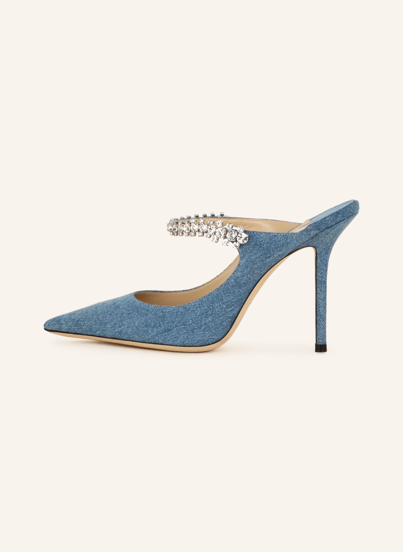 JIMMY CHOO Mules BING 100 with decorative gems, Color: BLUE (Image 4)