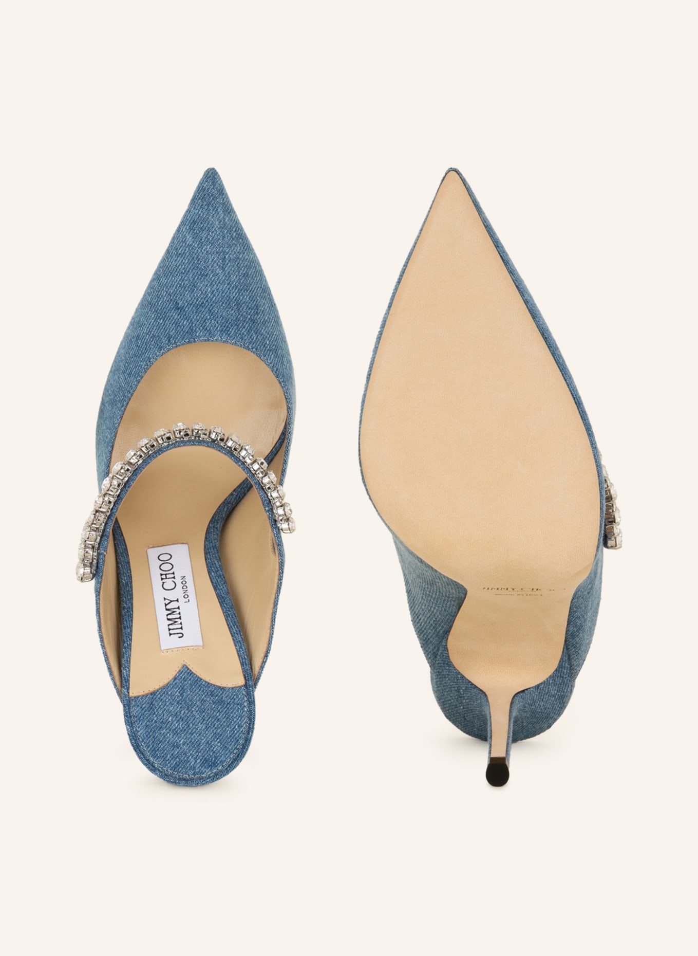JIMMY CHOO Mules BING 100 with decorative gems, Color: BLUE (Image 5)