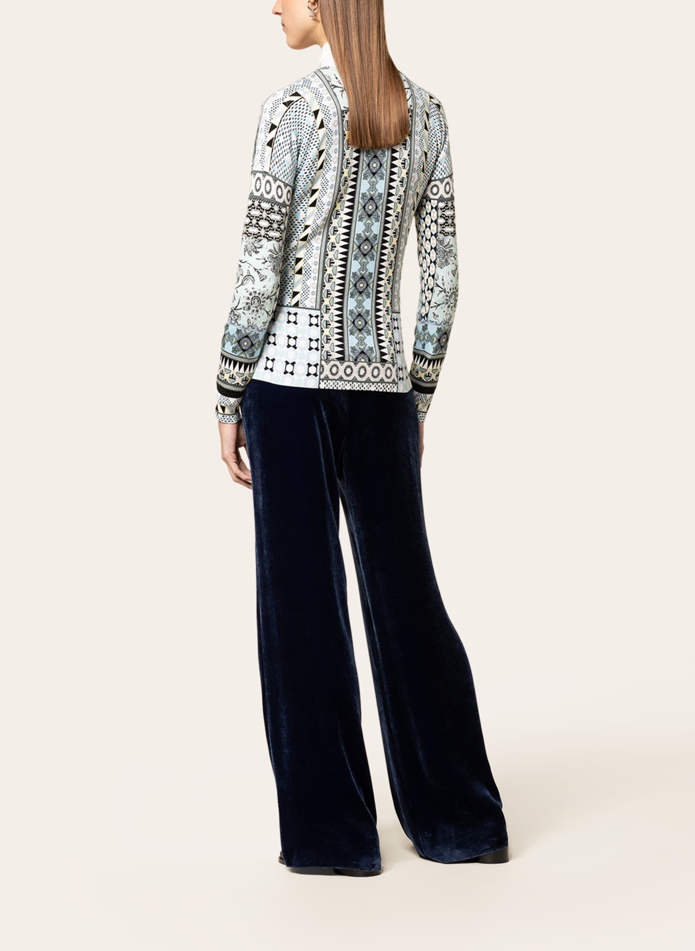 ETRO Strickjacke aus Cashmere: HELLBLAU / WEISS / SCHWARZ