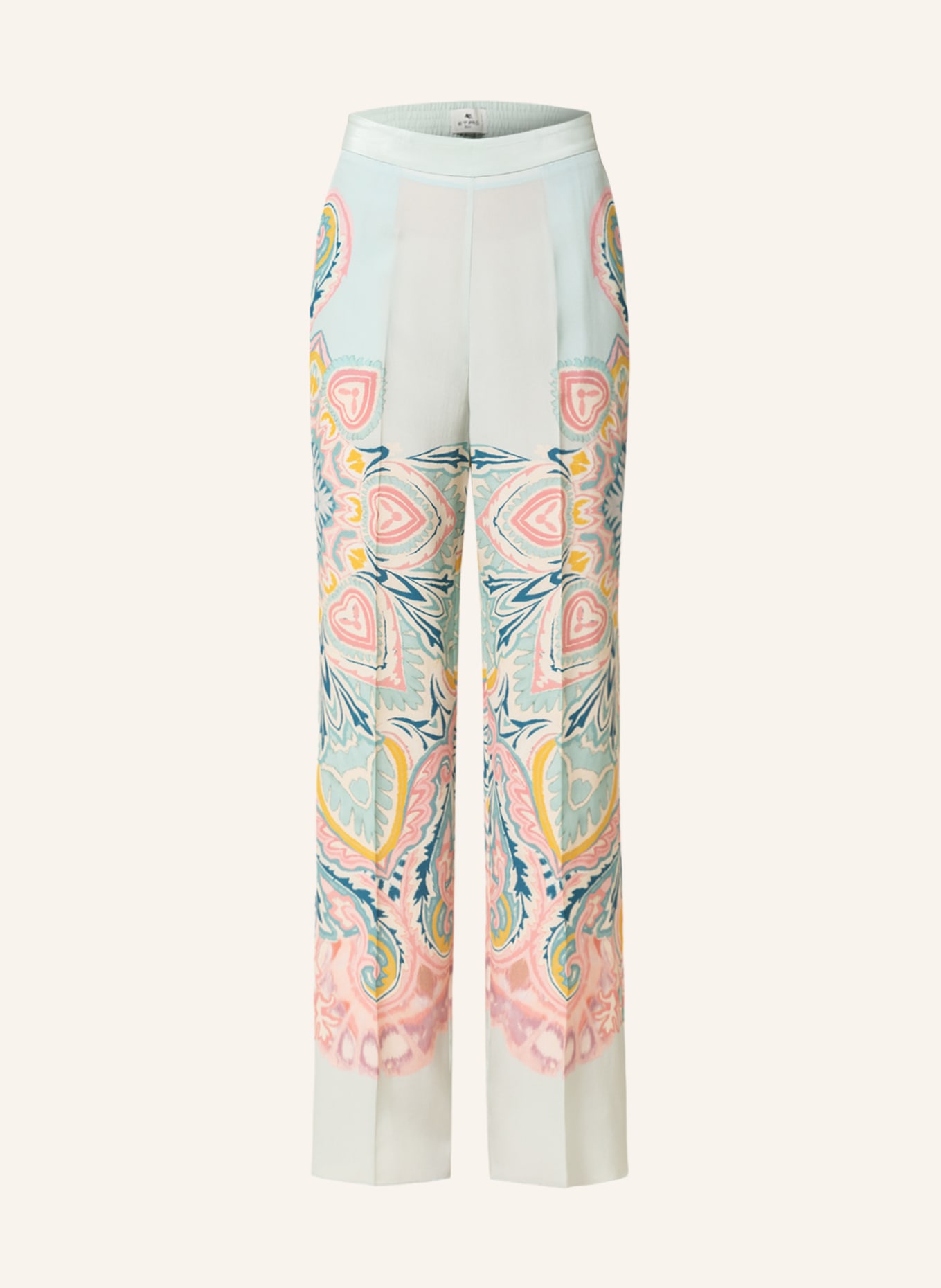 ETRO Wide leg trousers made of silk, Color: LIGHT BLUE/ PINK/ WHITE (Image 1)