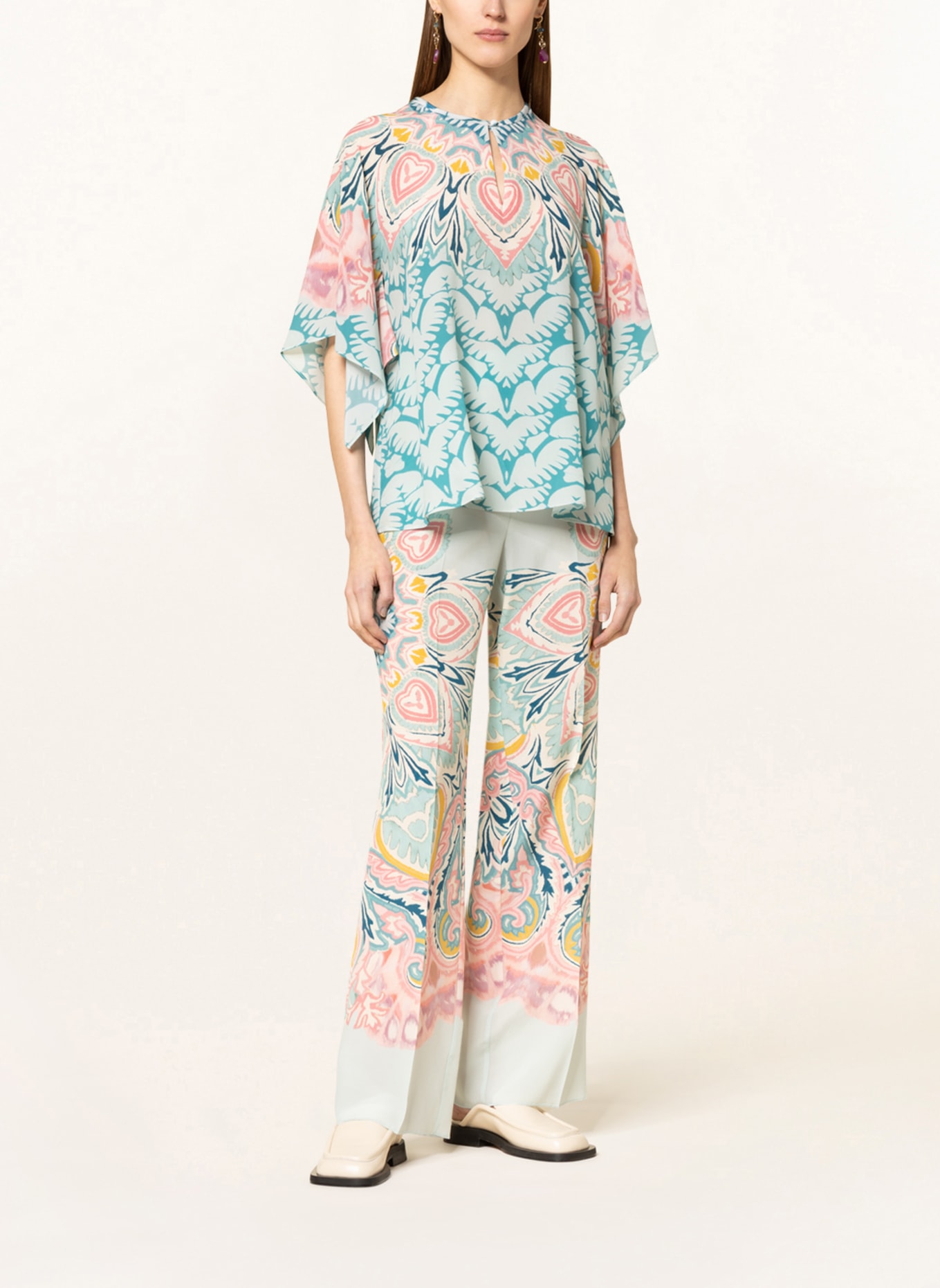 ETRO Wide leg trousers made of silk, Color: LIGHT BLUE/ PINK/ WHITE (Image 2)