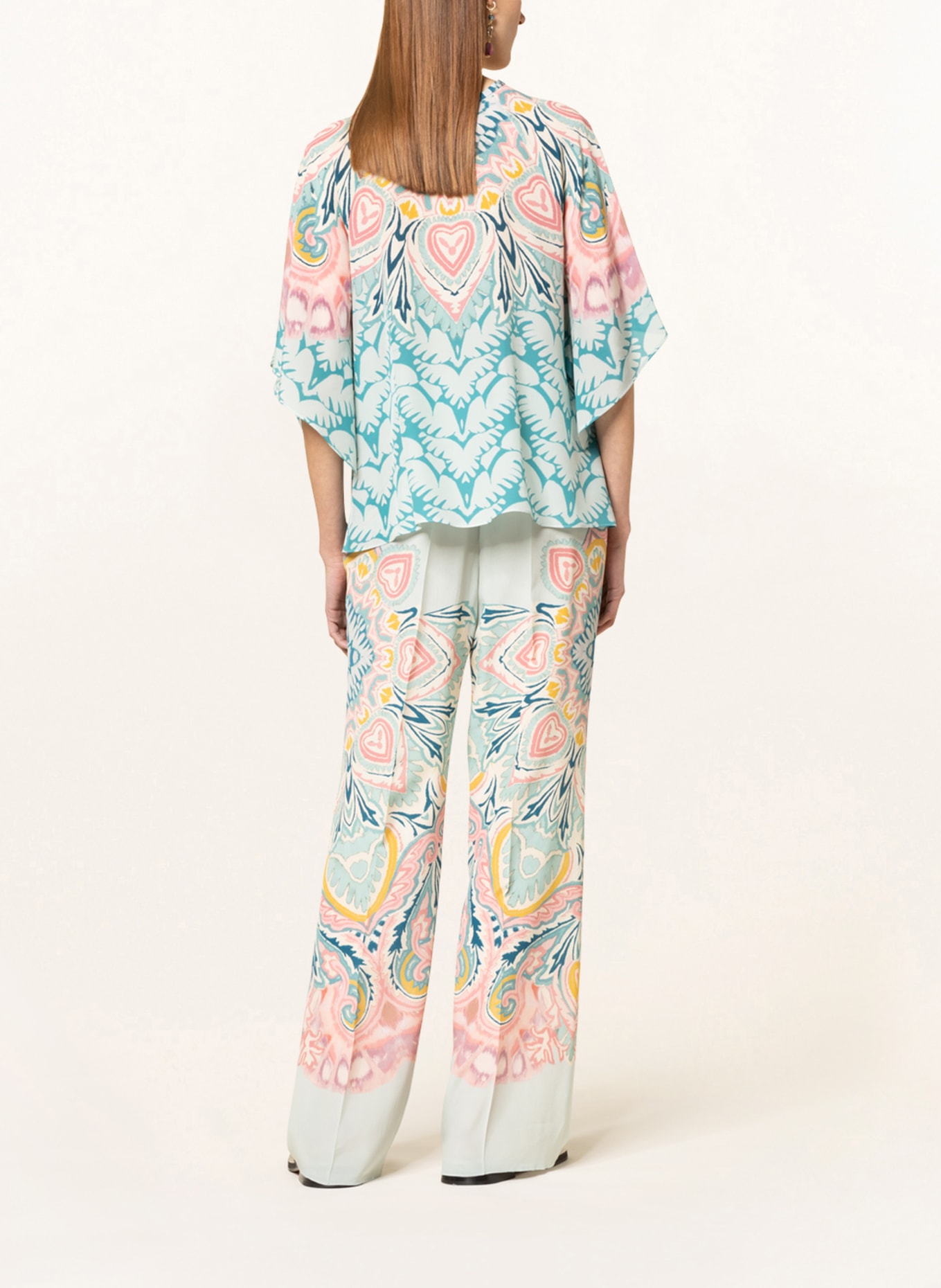 ETRO Wide leg trousers made of silk, Color: LIGHT BLUE/ PINK/ WHITE (Image 3)