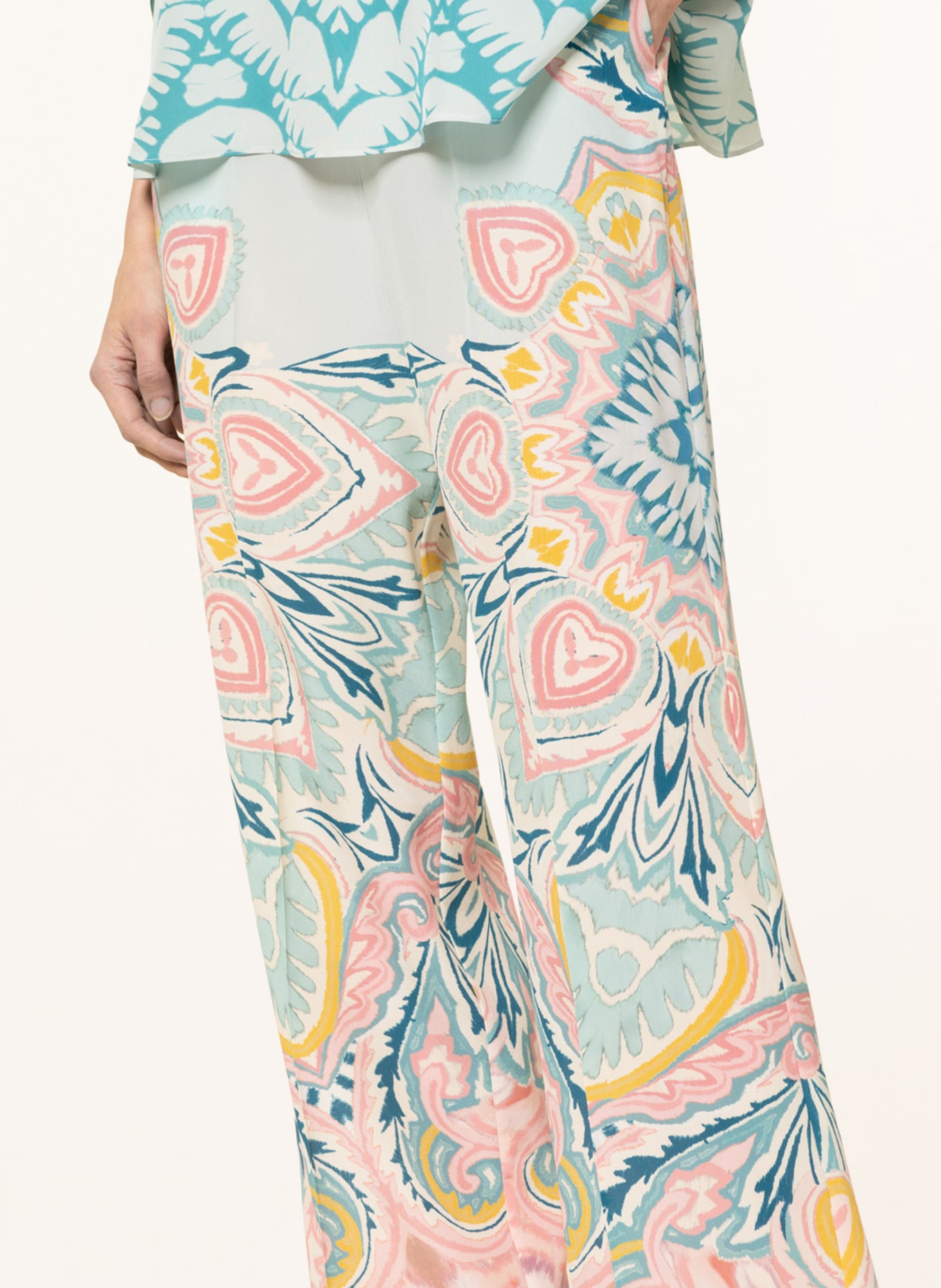 ETRO Wide leg trousers made of silk, Color: LIGHT BLUE/ PINK/ WHITE (Image 5)