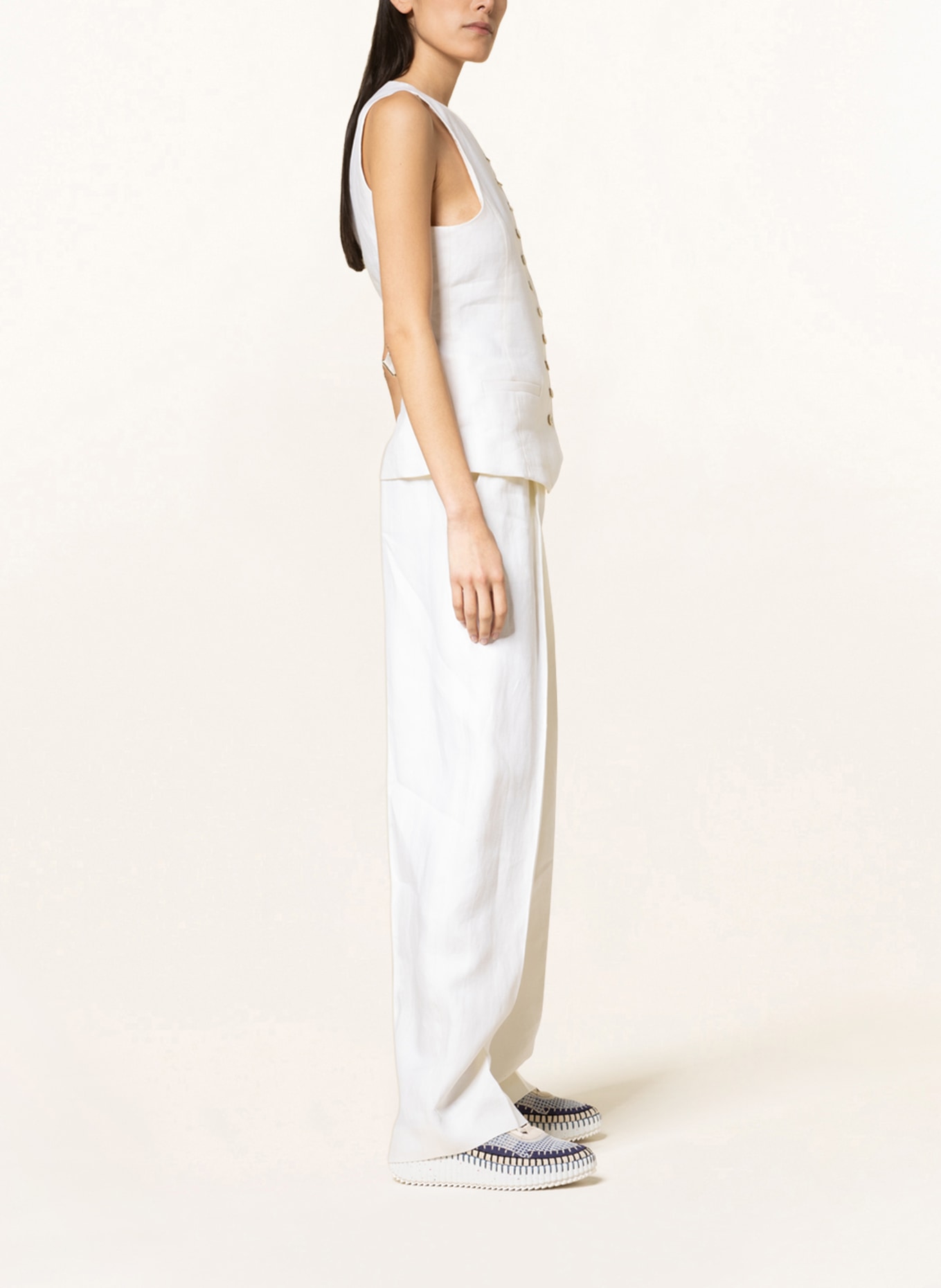 Chloé Wide leg trousers made of linen, Color: 107 Iconic Milk (Image 4)