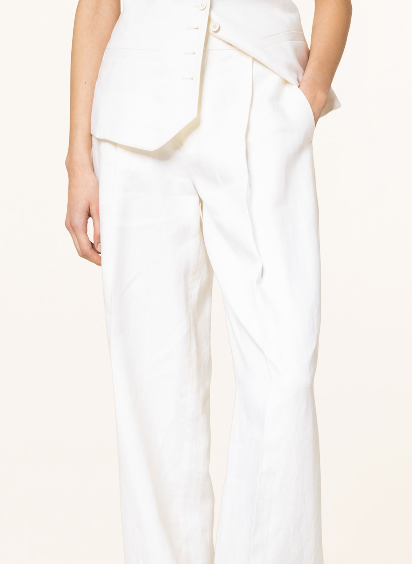 Chloé Wide leg trousers made of linen, Color: 107 Iconic Milk (Image 5)