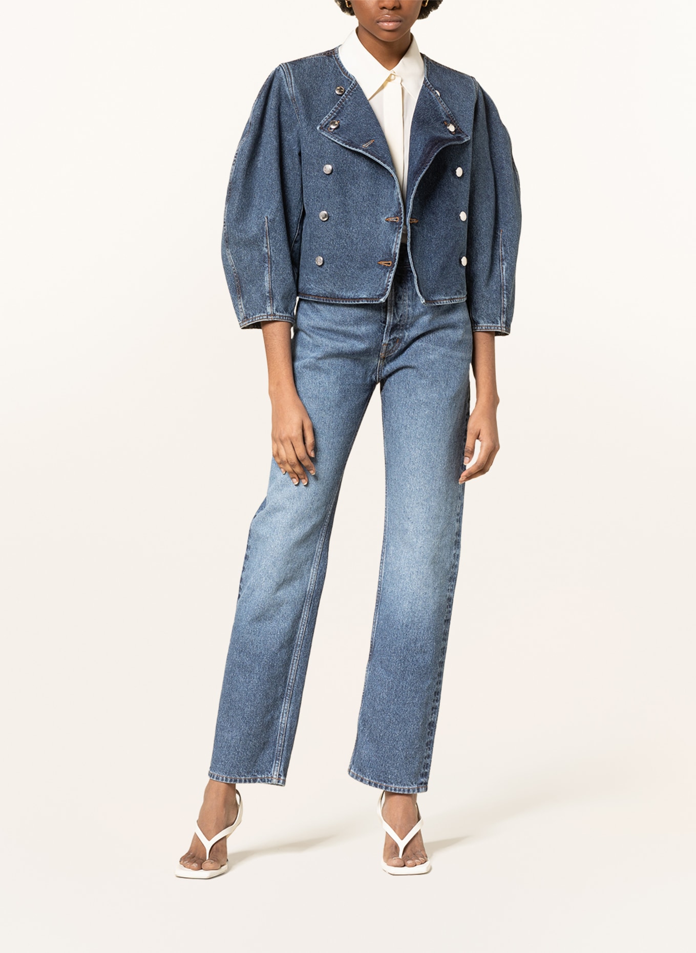 Chloé Denim blouse with 3/4 sleeves, Color: DARK BLUE (Image 2)