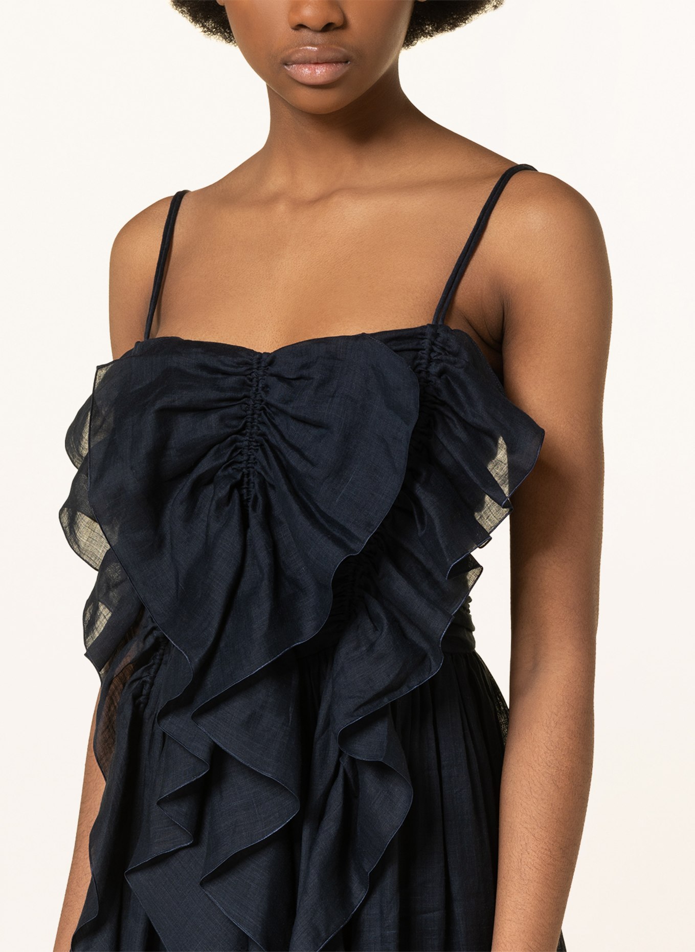 Chloé Kleid mit Volants, Farbe: DUNKELBLAU (Bild 4)