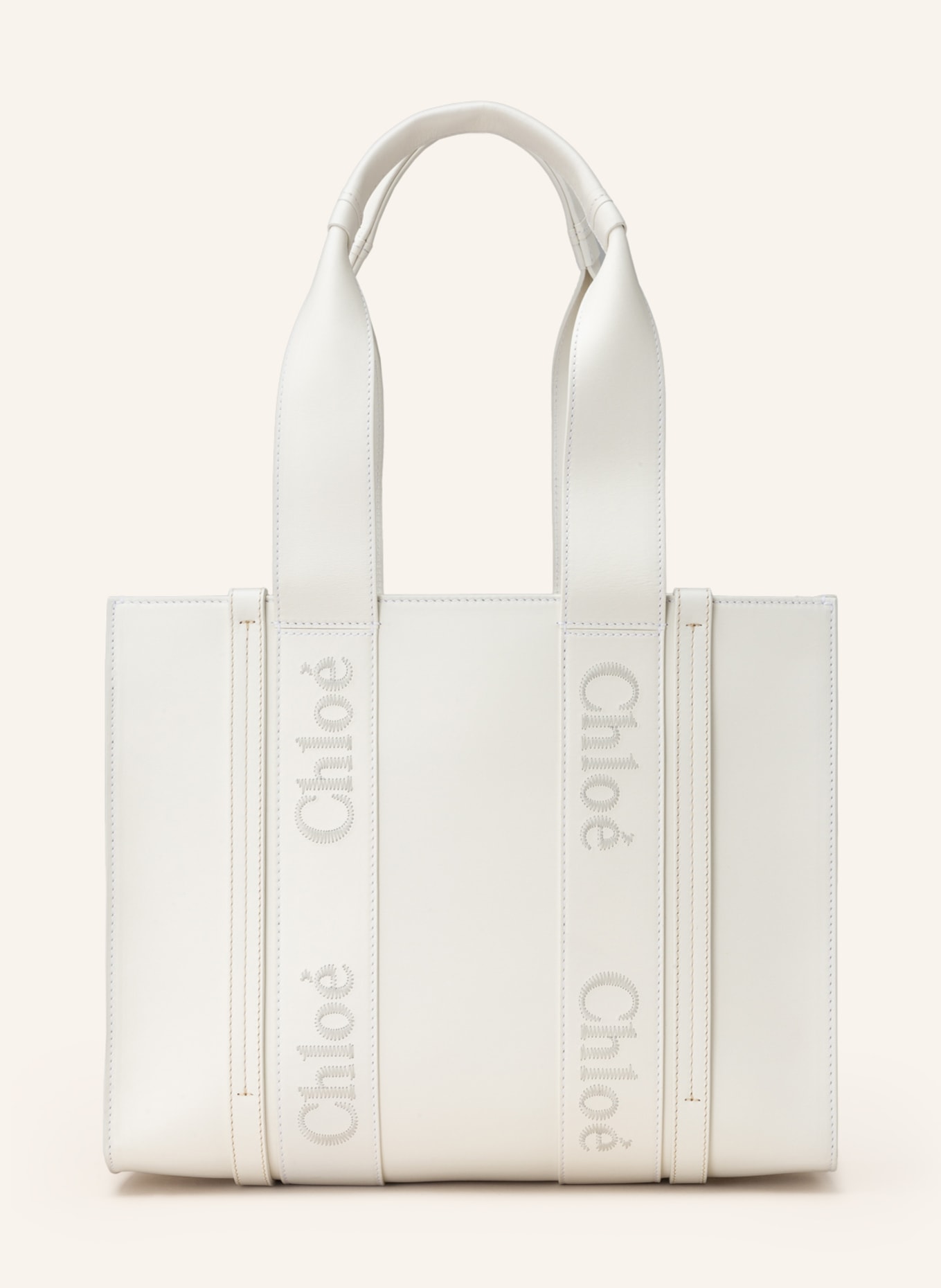 Chloé Shopper WOODY MEDIUM, Farbe: WHITE (Bild 1)