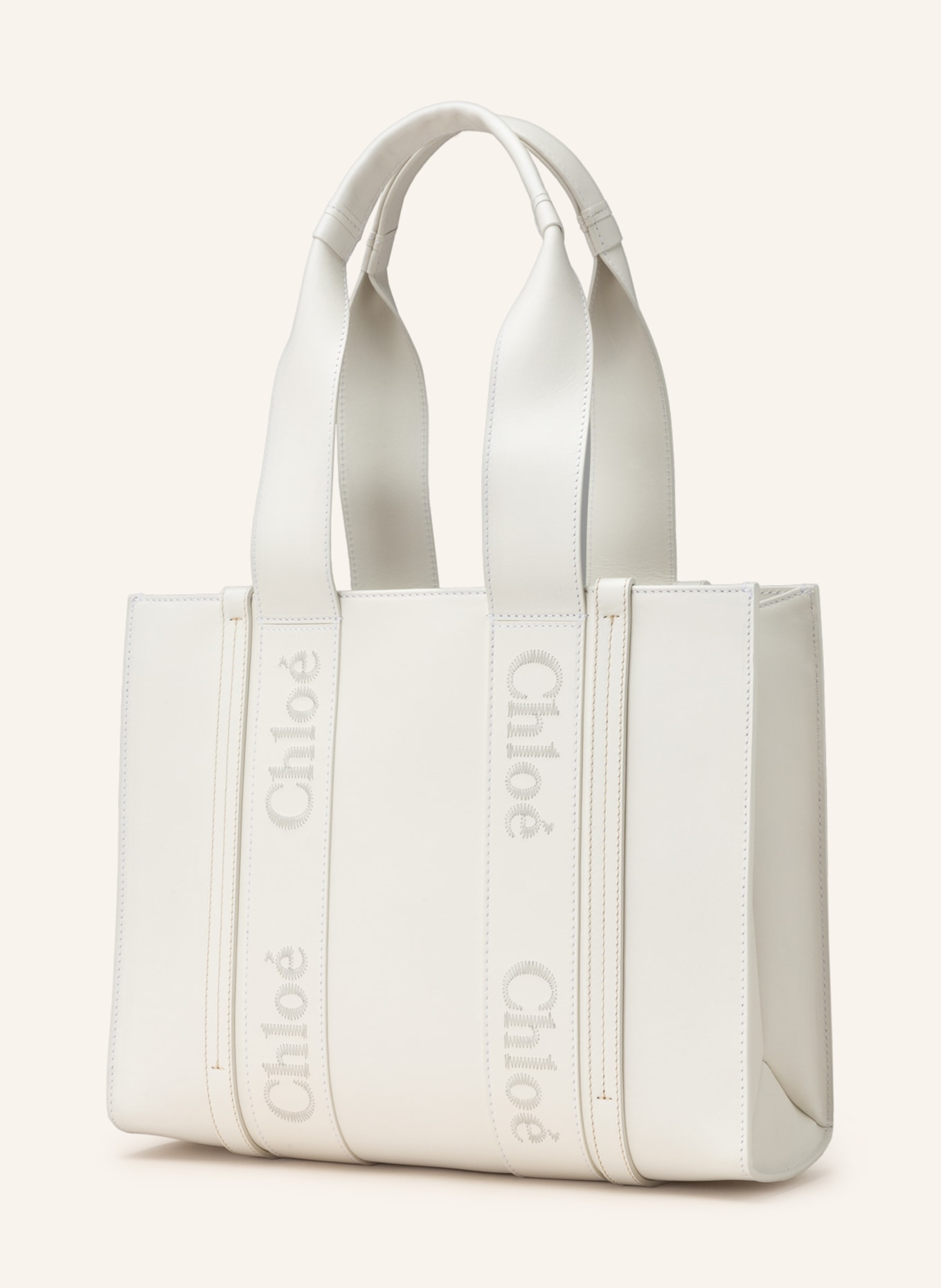 Chloé Shopper WOODY MEDIUM, Farbe: WHITE (Bild 2)