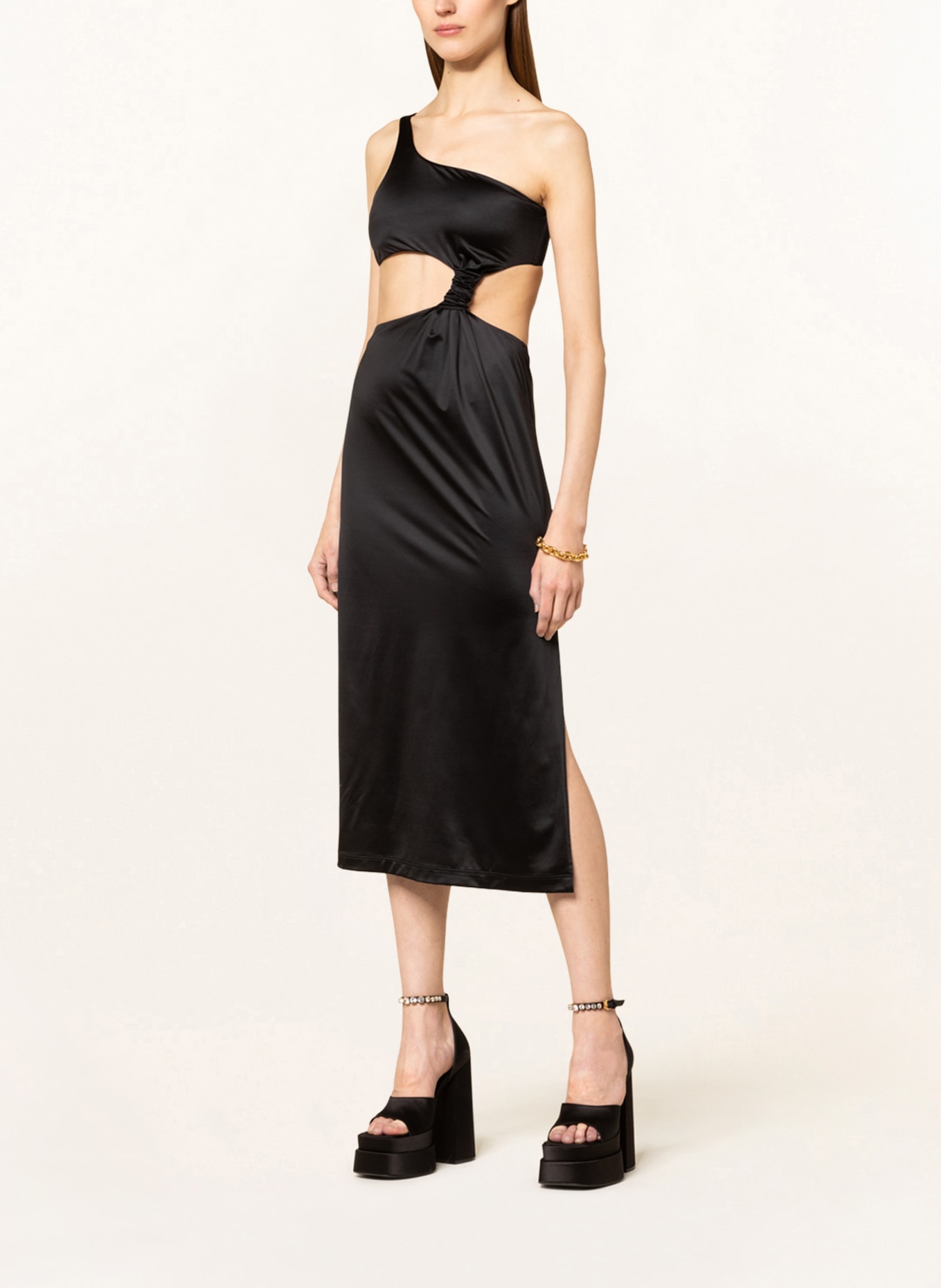 VERSACE One-shoulder dress with cut-outs, Color: BLACK (Image 2)