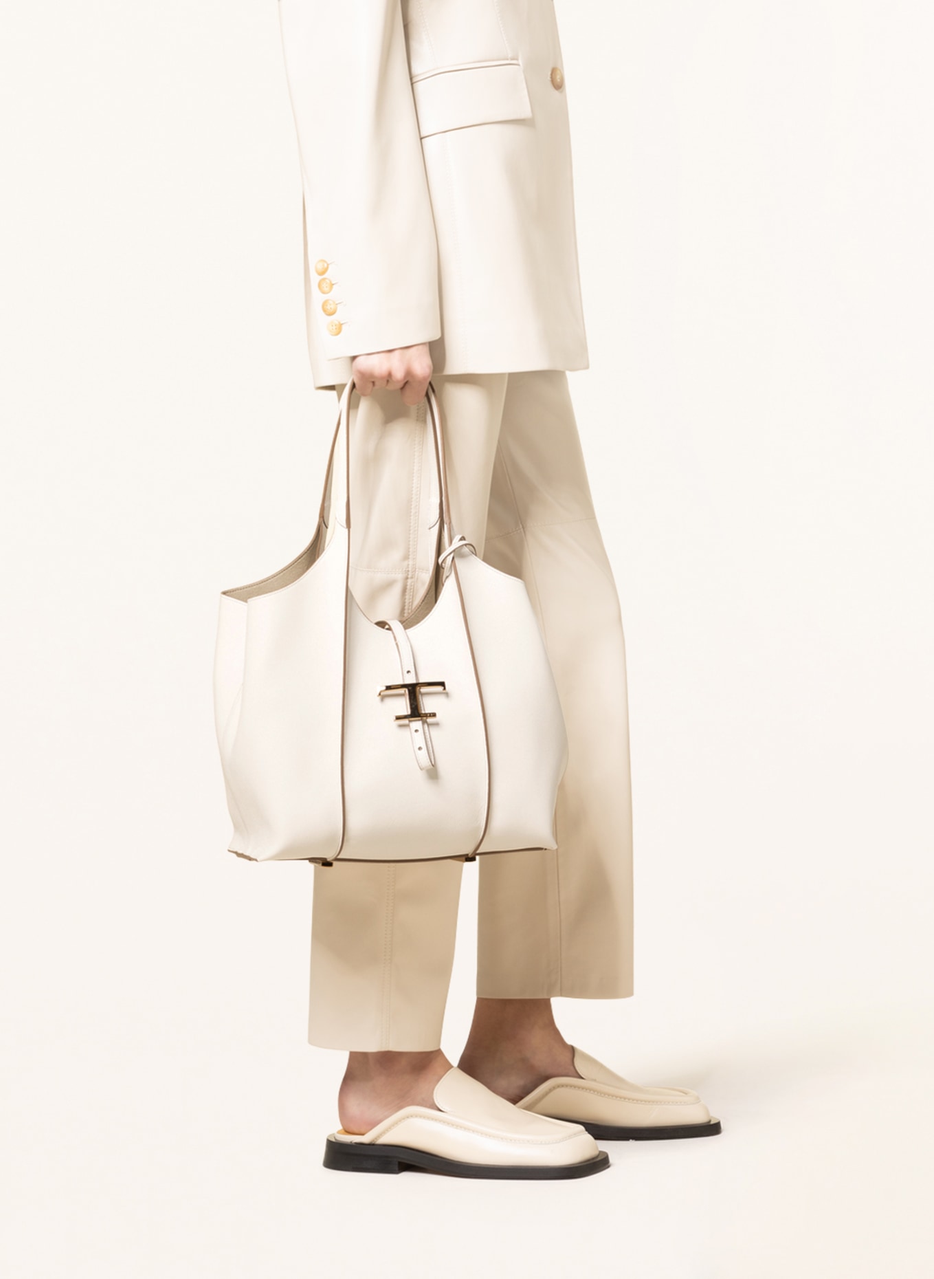 TOD'S Torba shopper T TIMELESS SMALL z saszetką: BIAŁY