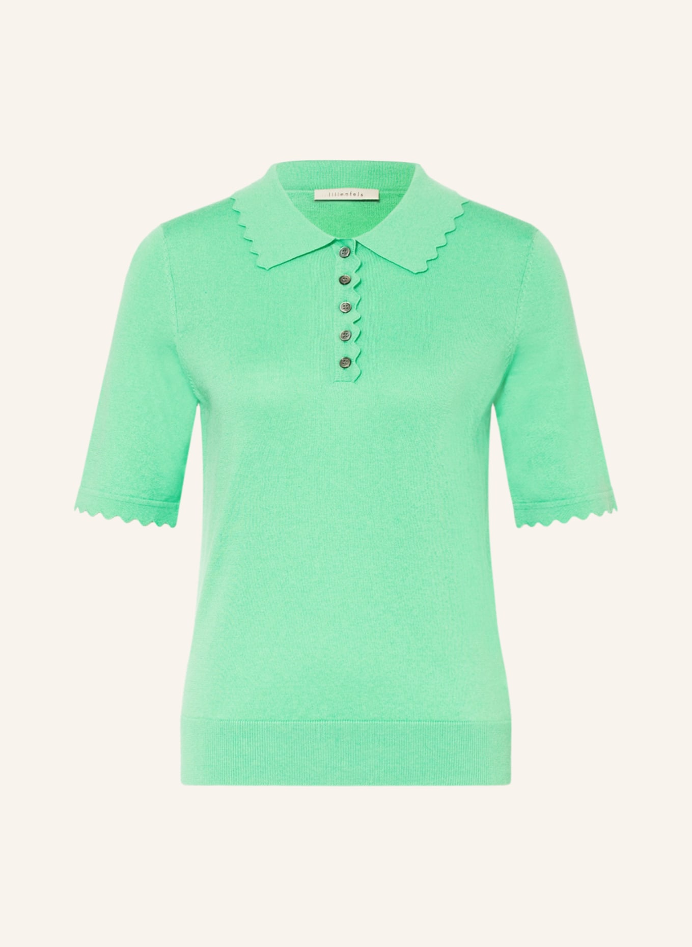 lilienfels Knitted polo shirt with cashmere , Color: LIGHT GREEN (Image 1)