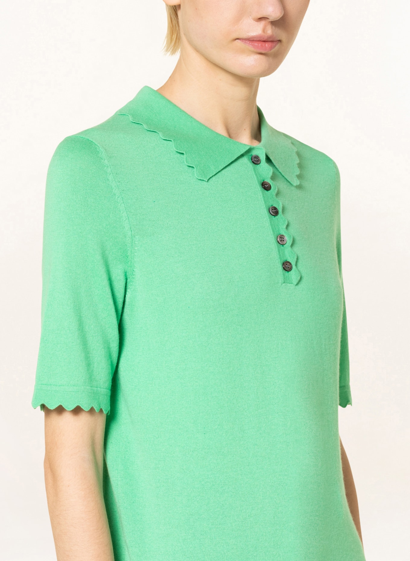 lilienfels Knitted polo shirt with cashmere , Color: LIGHT GREEN (Image 4)