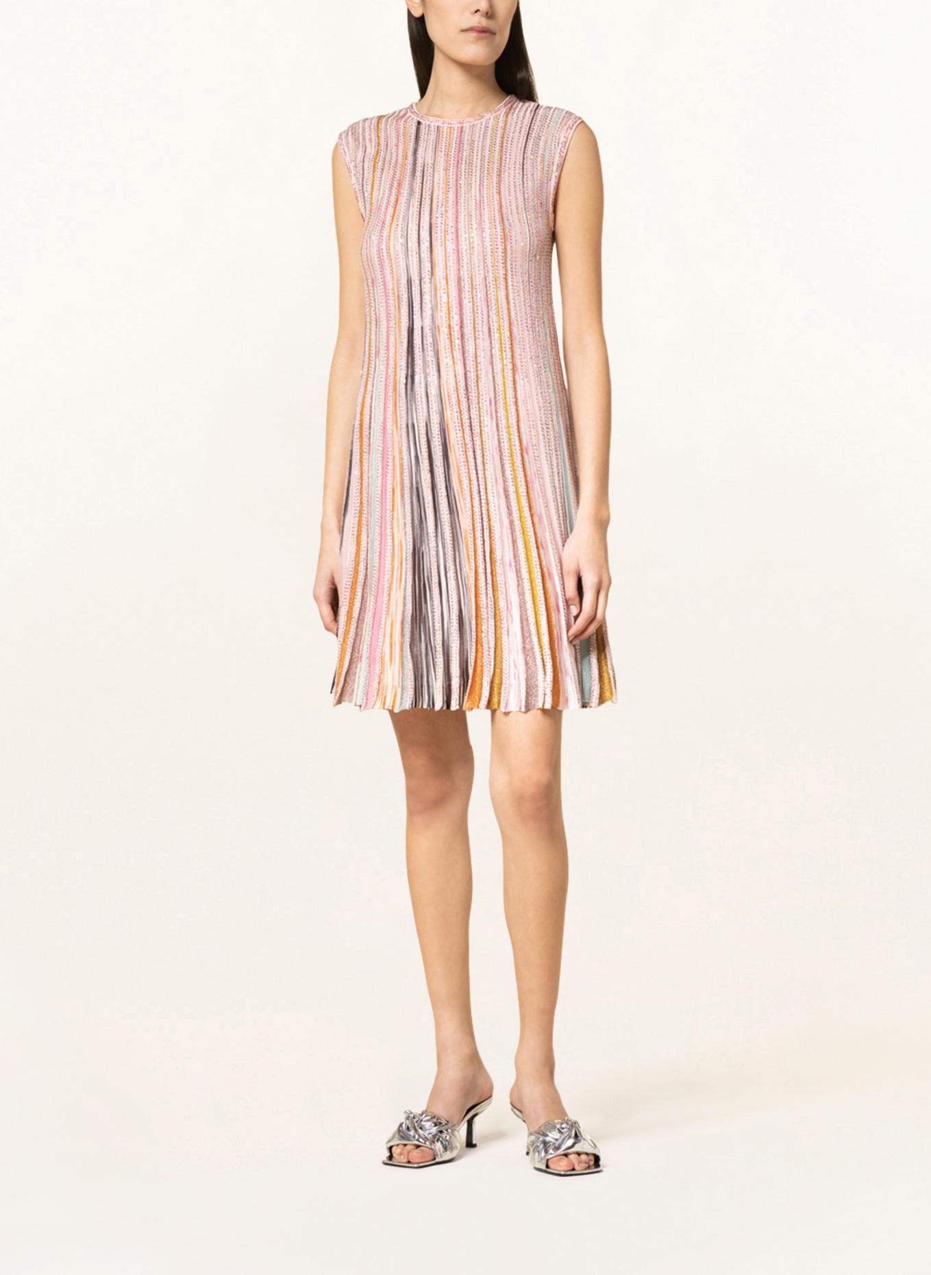 MISSONI Silk dress with glitter thread and sequins, Color: LIGHT PINK/ PINK/ DARK YELLOW (Image 2)