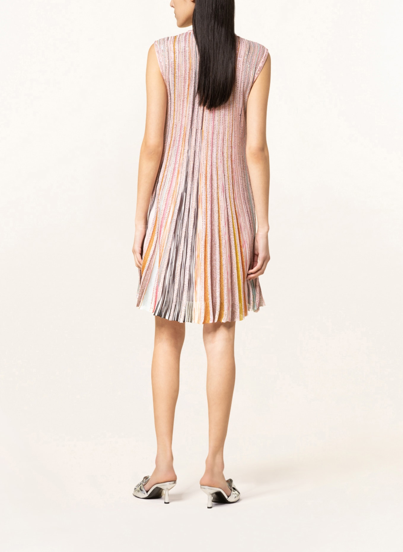 MISSONI Silk dress with glitter thread and sequins, Color: LIGHT PINK/ PINK/ DARK YELLOW (Image 3)