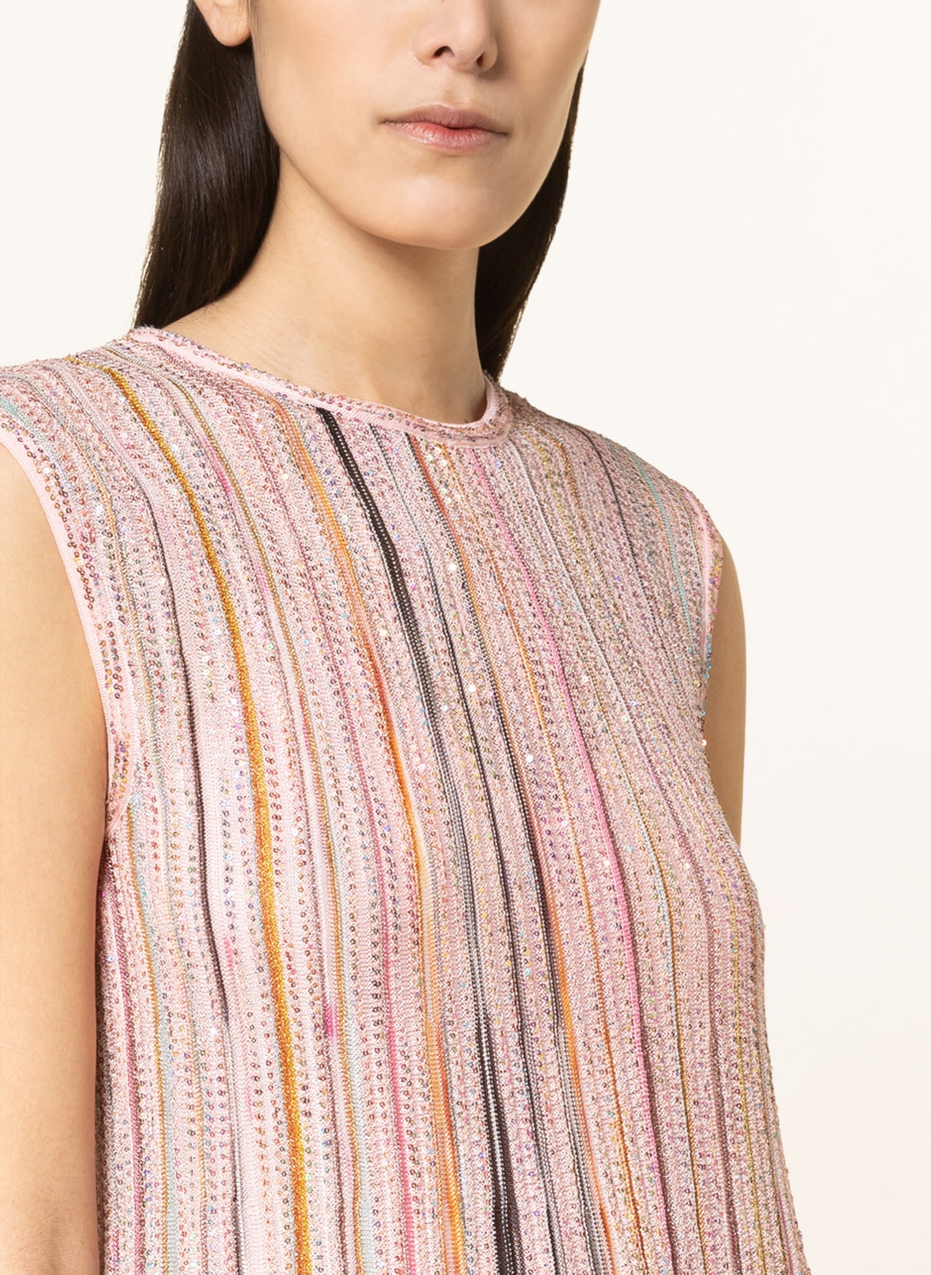MISSONI Silk dress with glitter thread and sequins, Color: LIGHT PINK/ PINK/ DARK YELLOW (Image 4)