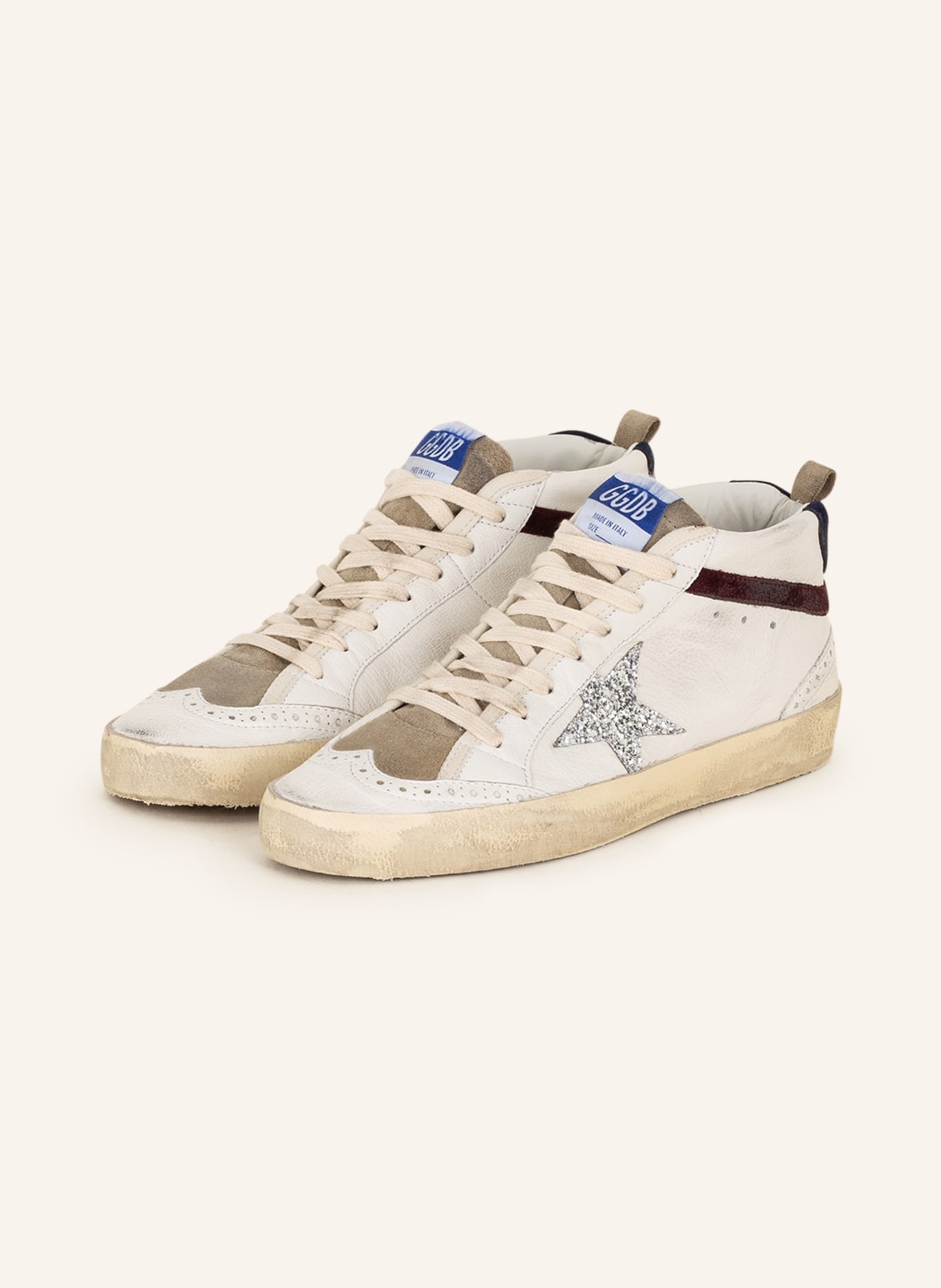 GOLDEN GOOSE High-top sneakers MID STAR, Color: WHITE/ GRAY/ DARK RED (Image 1)