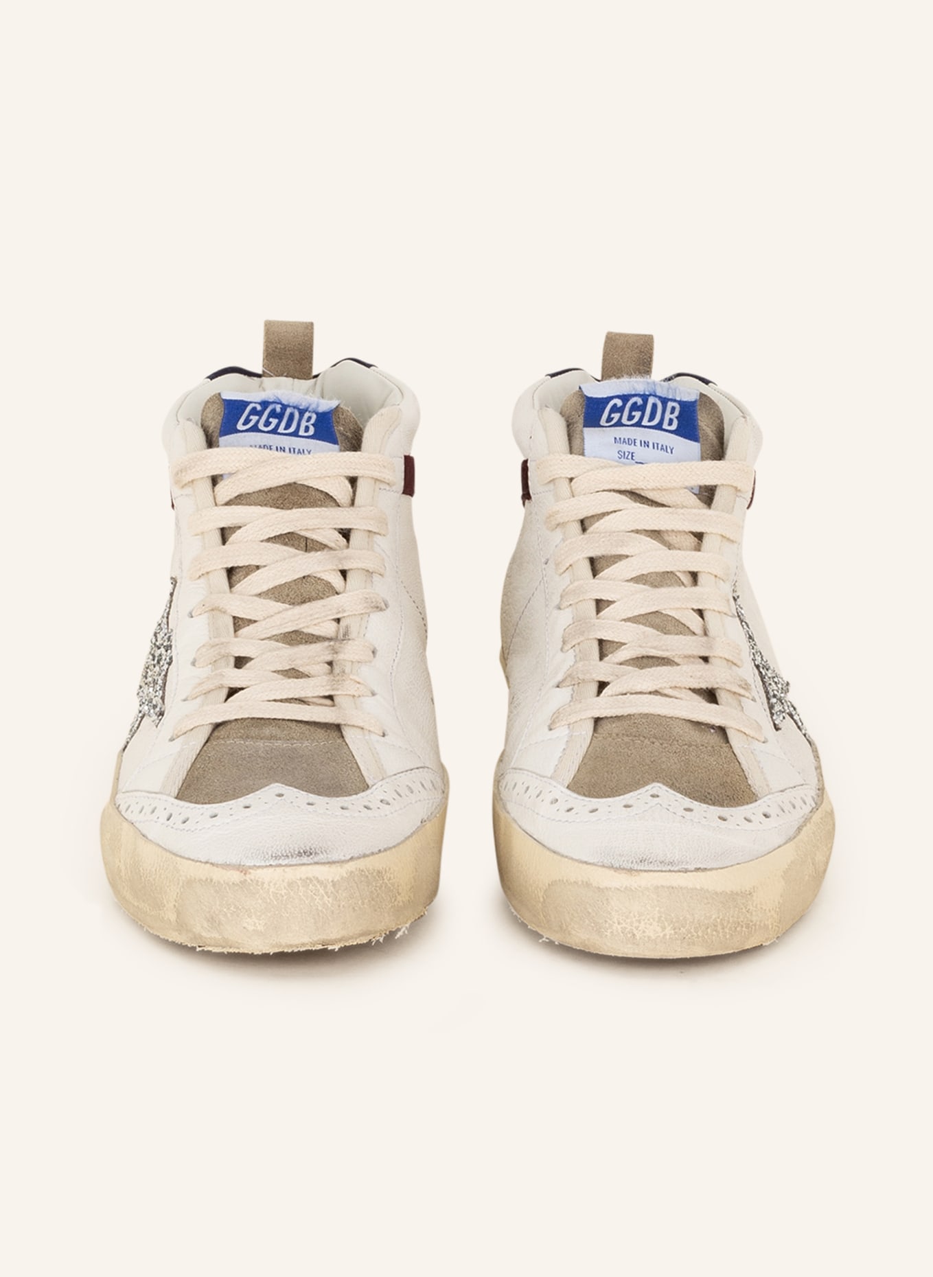 GOLDEN GOOSE High-top sneakers MID STAR, Color: WHITE/ GRAY/ DARK RED (Image 3)