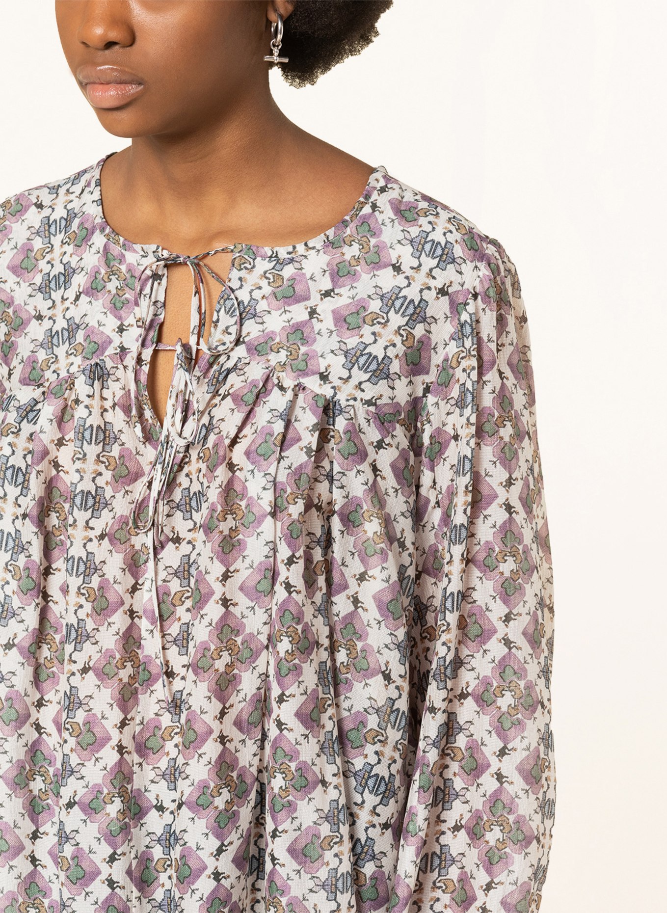 ISABEL MARANT Shirt blouse AMETISSA in silk, Color: CREAM/ LIGHT PURPLE/ LIGHT BLUE (Image 4)