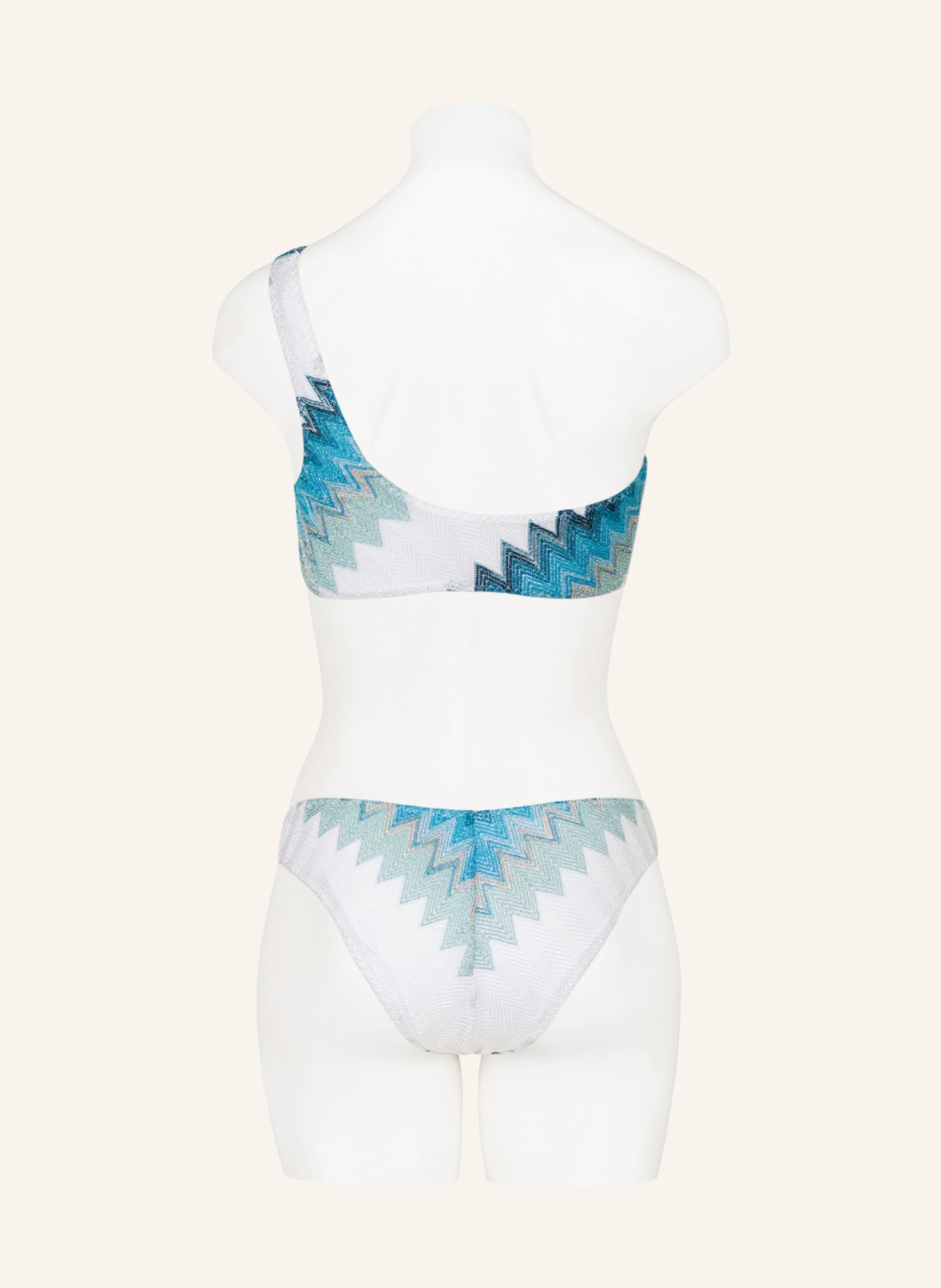MISSONI One-Shoulder-Bikini mit Glitzergarn, Farbe: WEISS/ BLAU/ HELLBLAU (Bild 3)