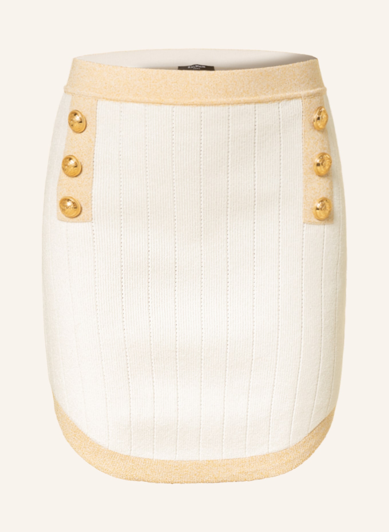 BALMAIN Knit skirt with glitter thread, Color: ECRU/ GOLD (Image 1)