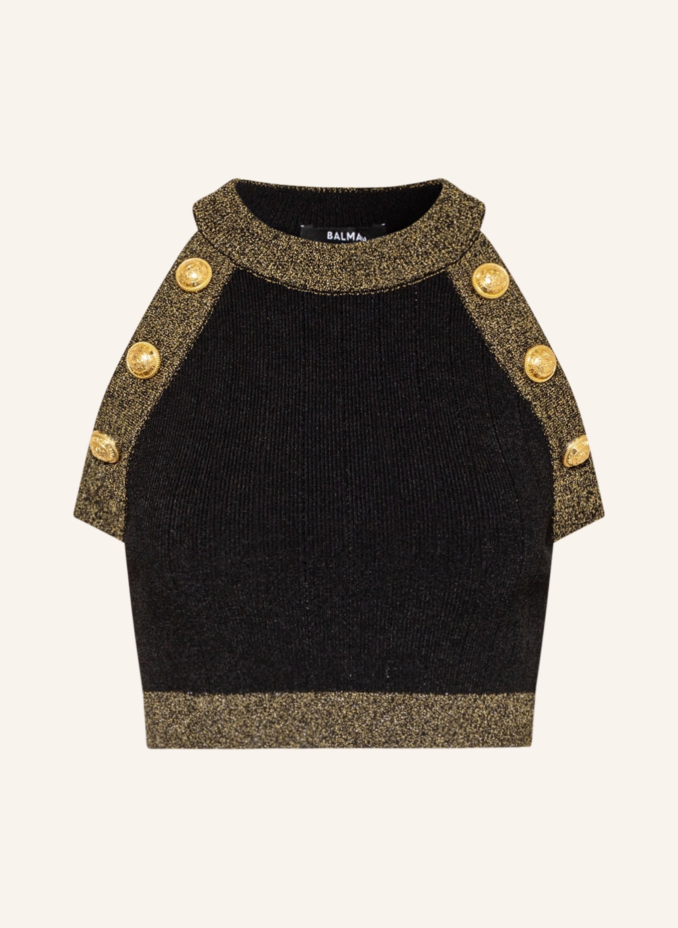 BALMAIN Top z błyszczącą przędzą: CZARNY/ ZŁOTY