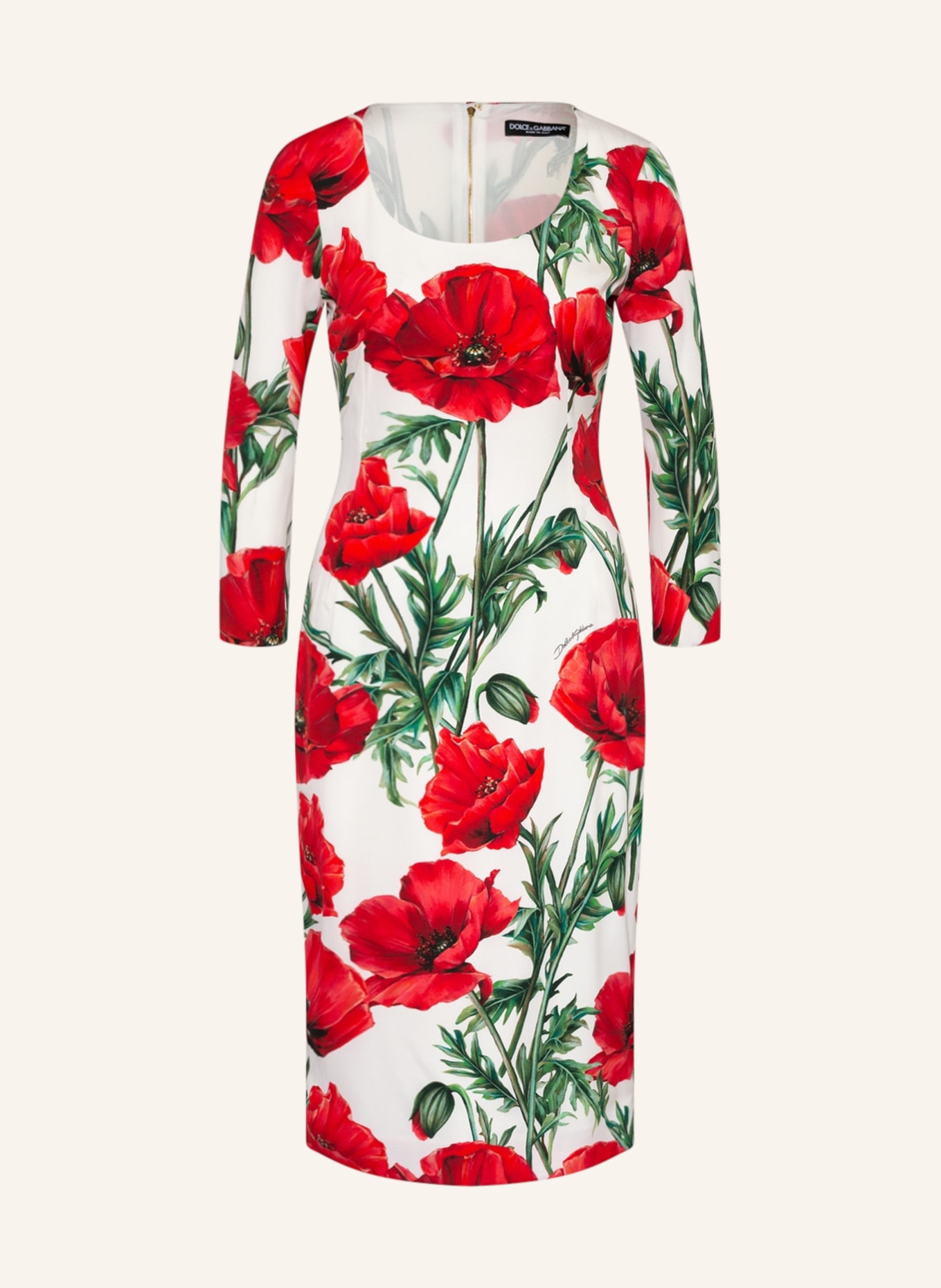 DOLCE & GABBANA Silk dress, Color: WHITE/ RED/ GREEN (Image 1)