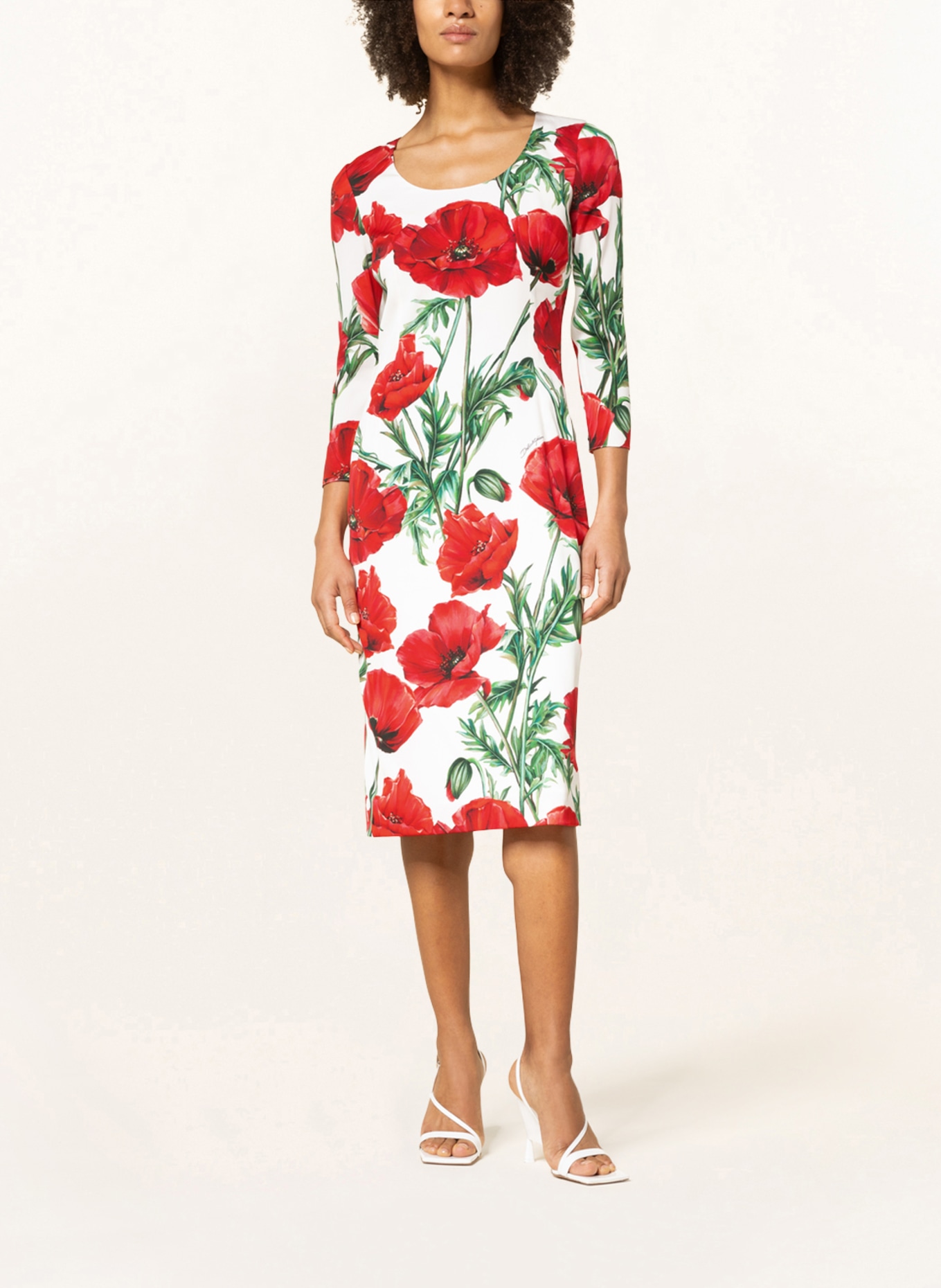 DOLCE & GABBANA Silk dress, Color: WHITE/ RED/ GREEN (Image 2)