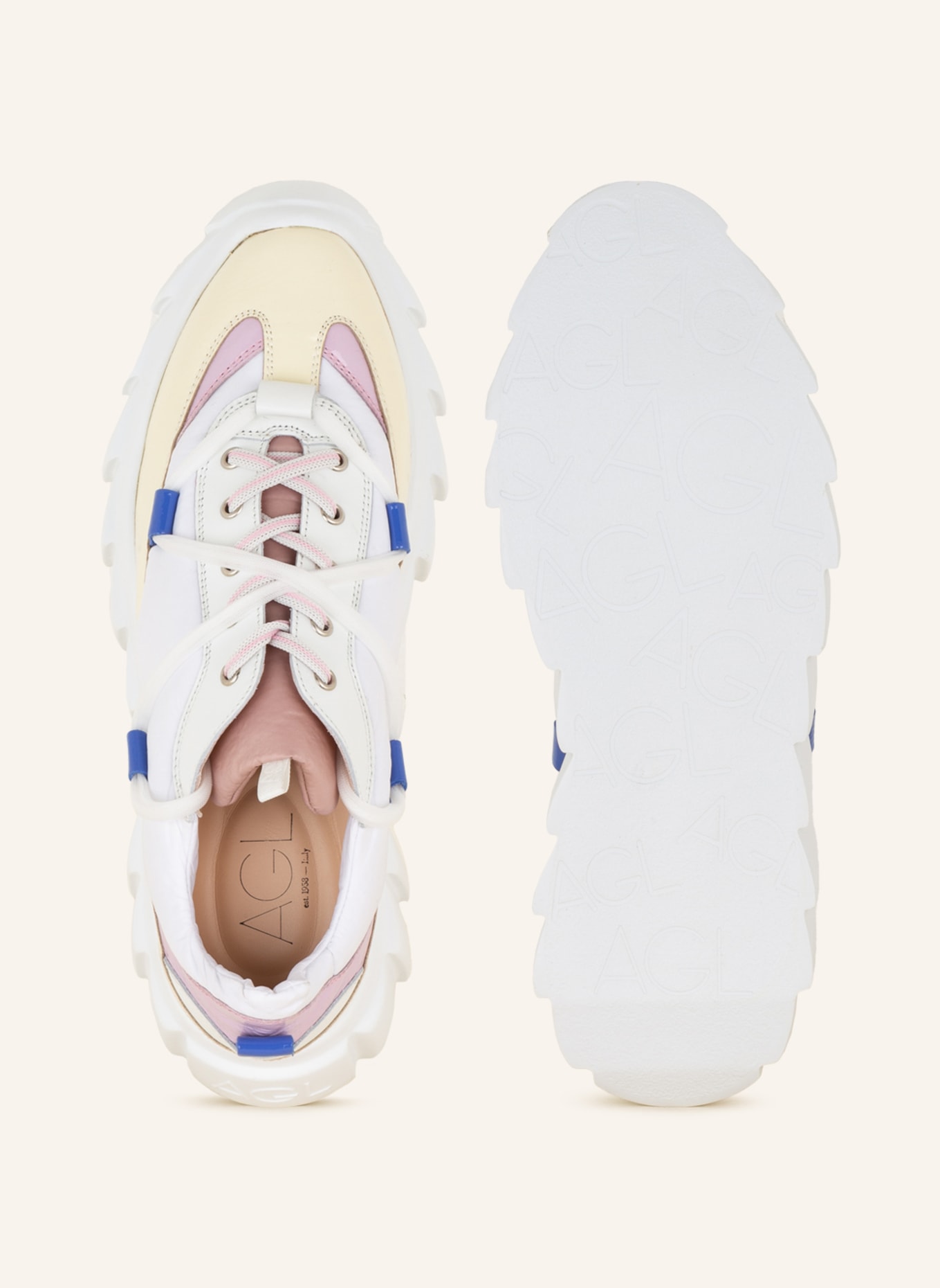 AGL Sneakers BLONDIE, Color: WHITE/ LIGHT YELLOW/ PINK (Image 5)