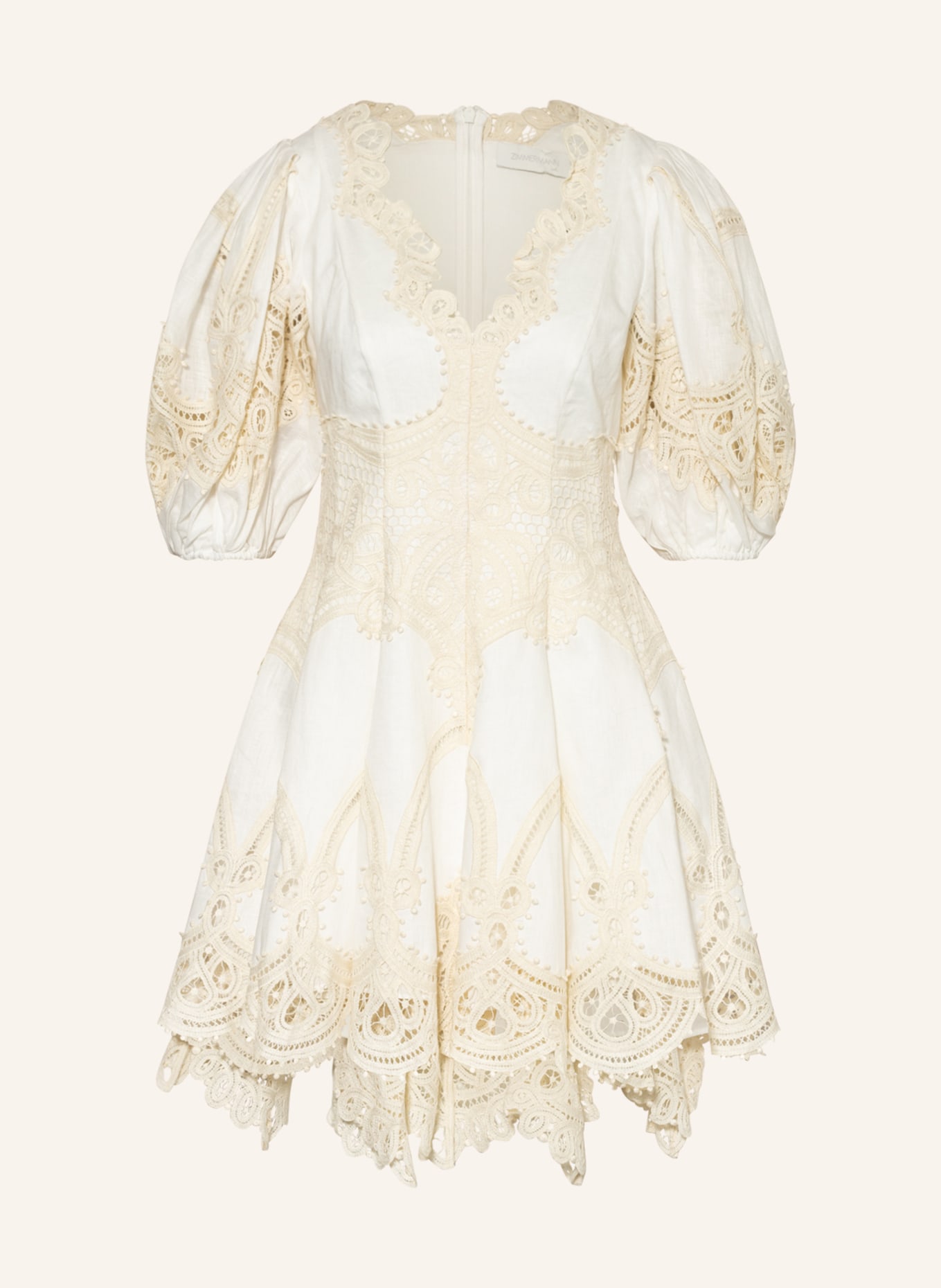 ZIMMERMANN Linen dress TIGGY with lace, Color: ECRU (Image 1)