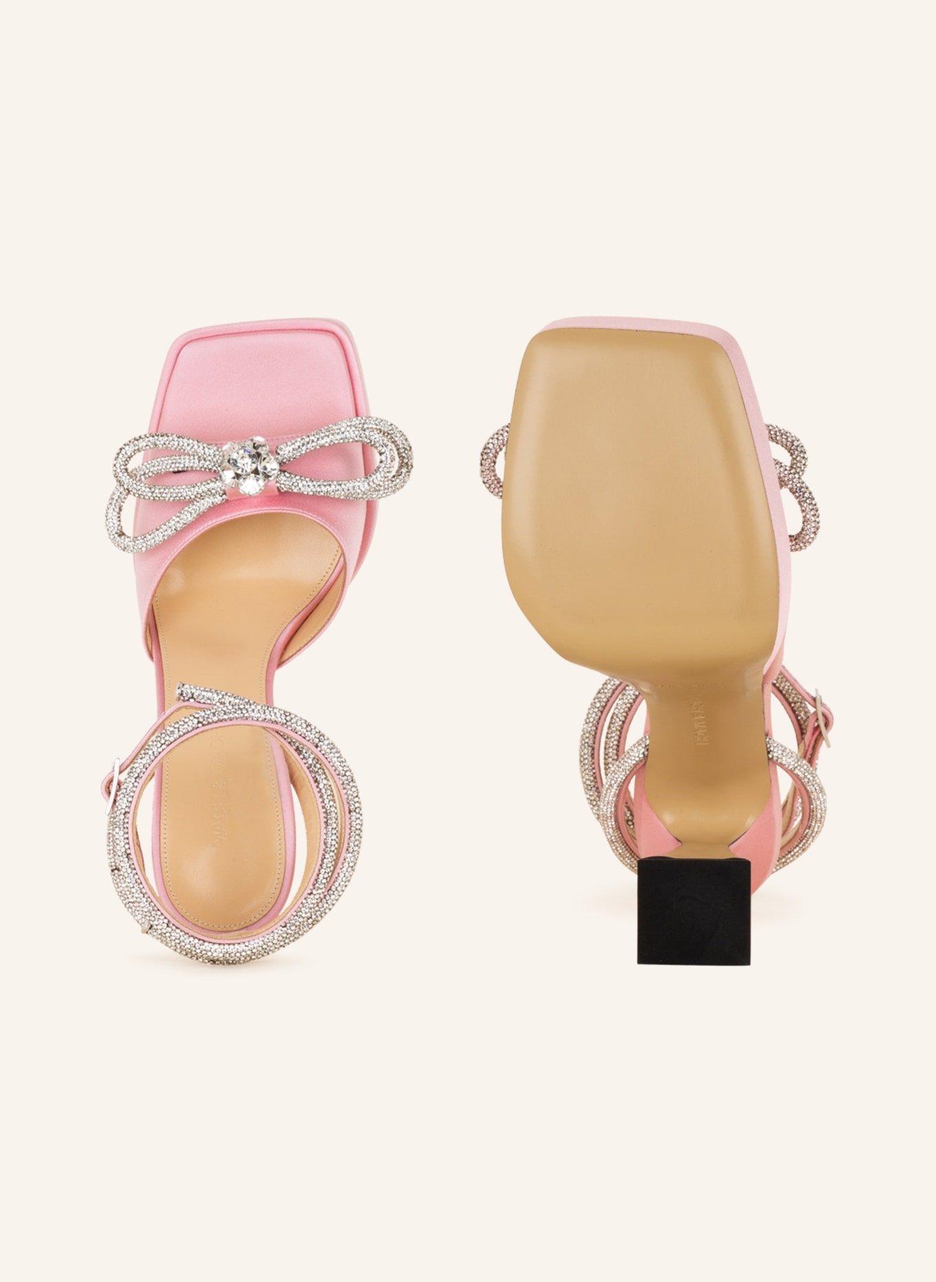 MACH & MACH Platform sandals DOUBLE BOW with decorative gems, Color: PINK (Image 5)