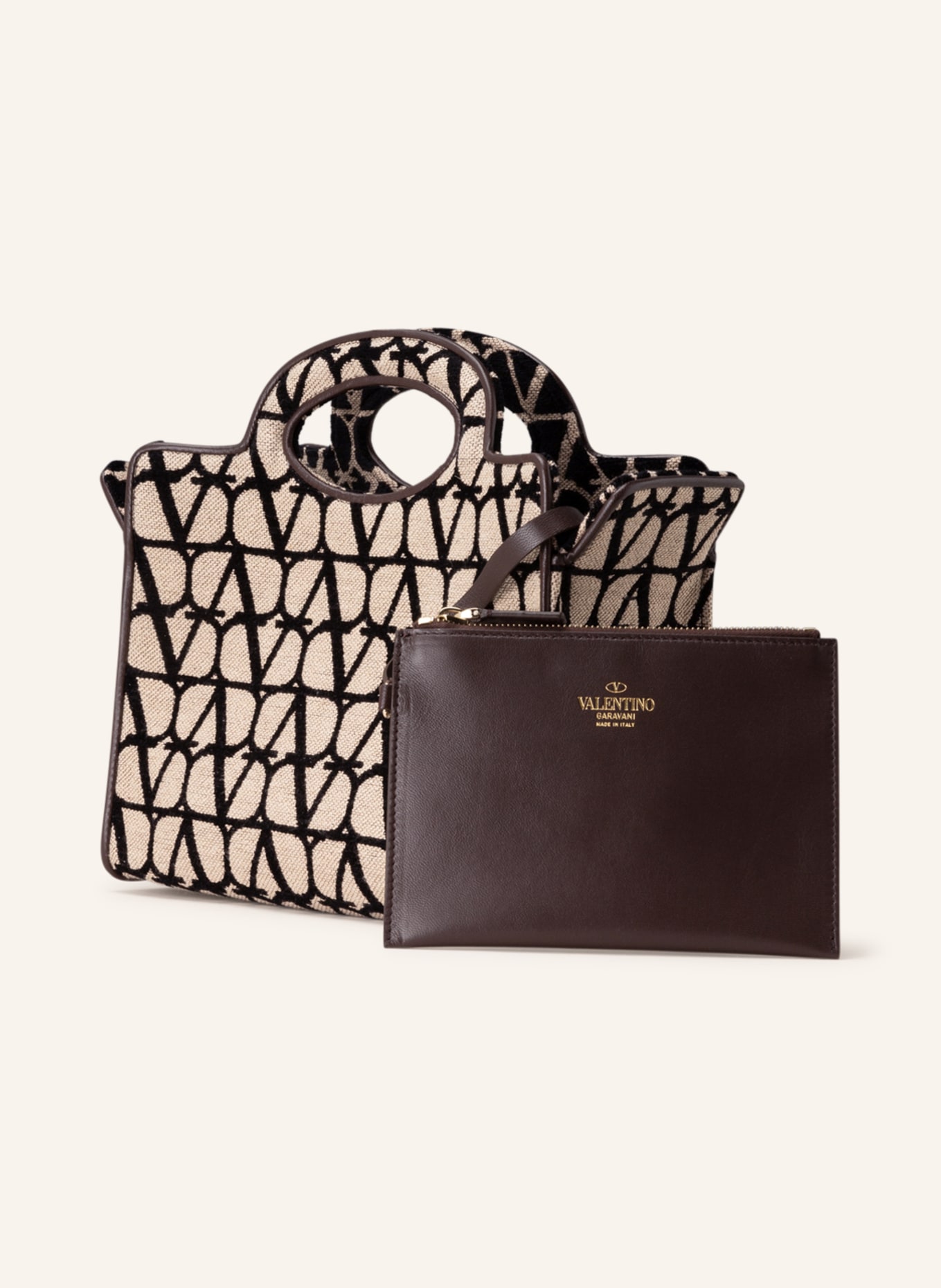VALENTINO GARAVANI Handbag SMALL TOTE SCULPTURE, Color: BEIGE/ BLACK (Image 2)