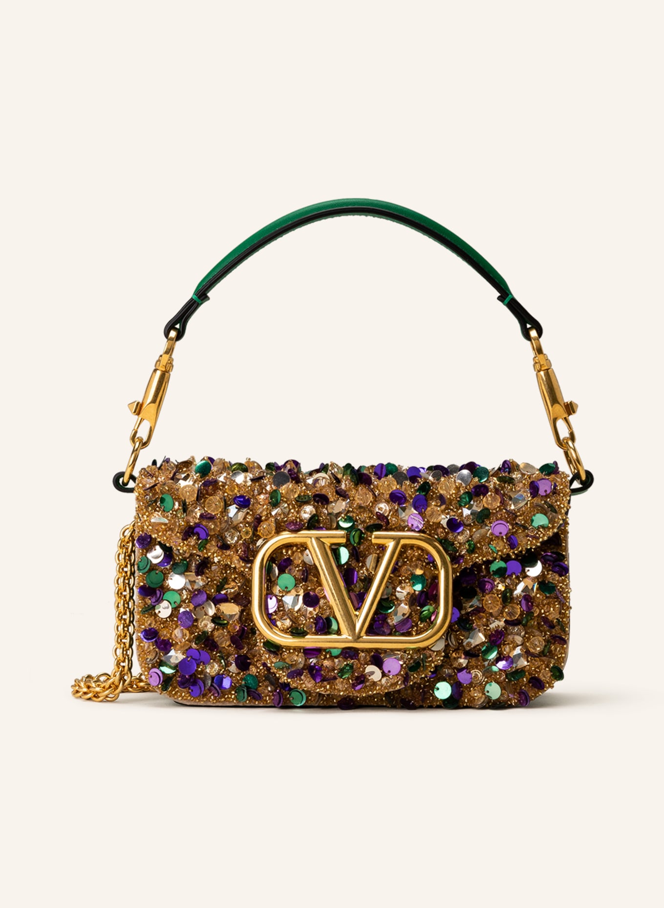 VALENTINO GARAVANI Crossbody bag LOCÒ, Color: GREEN/ GOLD/ PURPLE (Image 1)