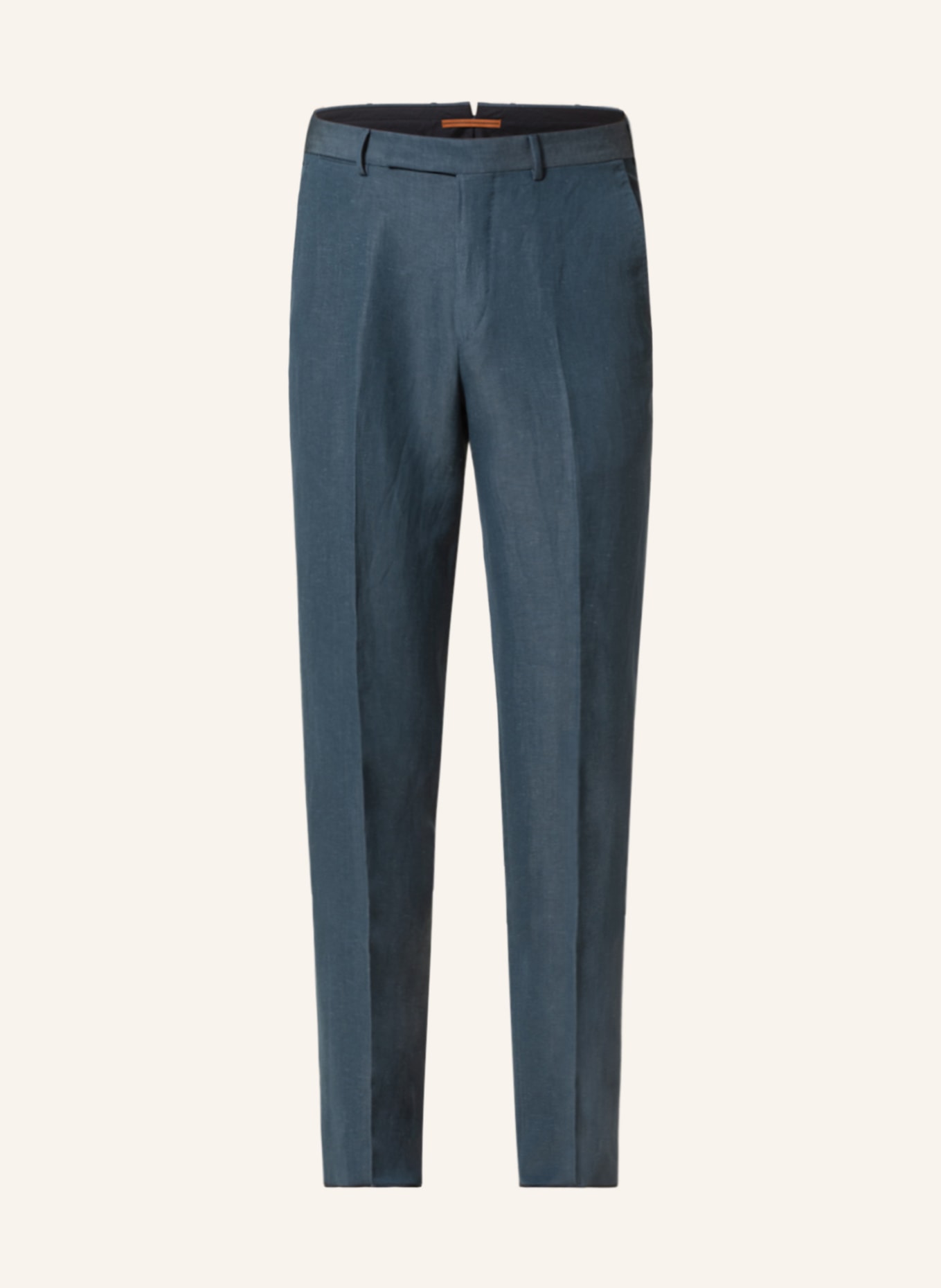 ZEGNA Spodnie garniturowe regular fit z lnem, Kolor: PETROL (Obrazek 1)
