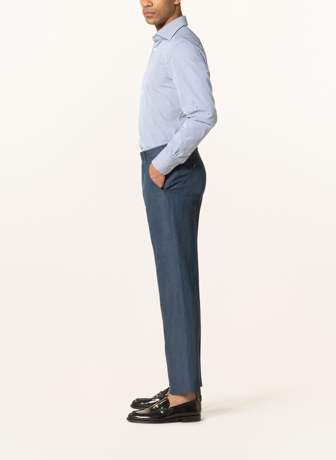ZEGNA Spodnie garniturowe regular fit z lnem, Kolor: PETROL (Obrazek 5)