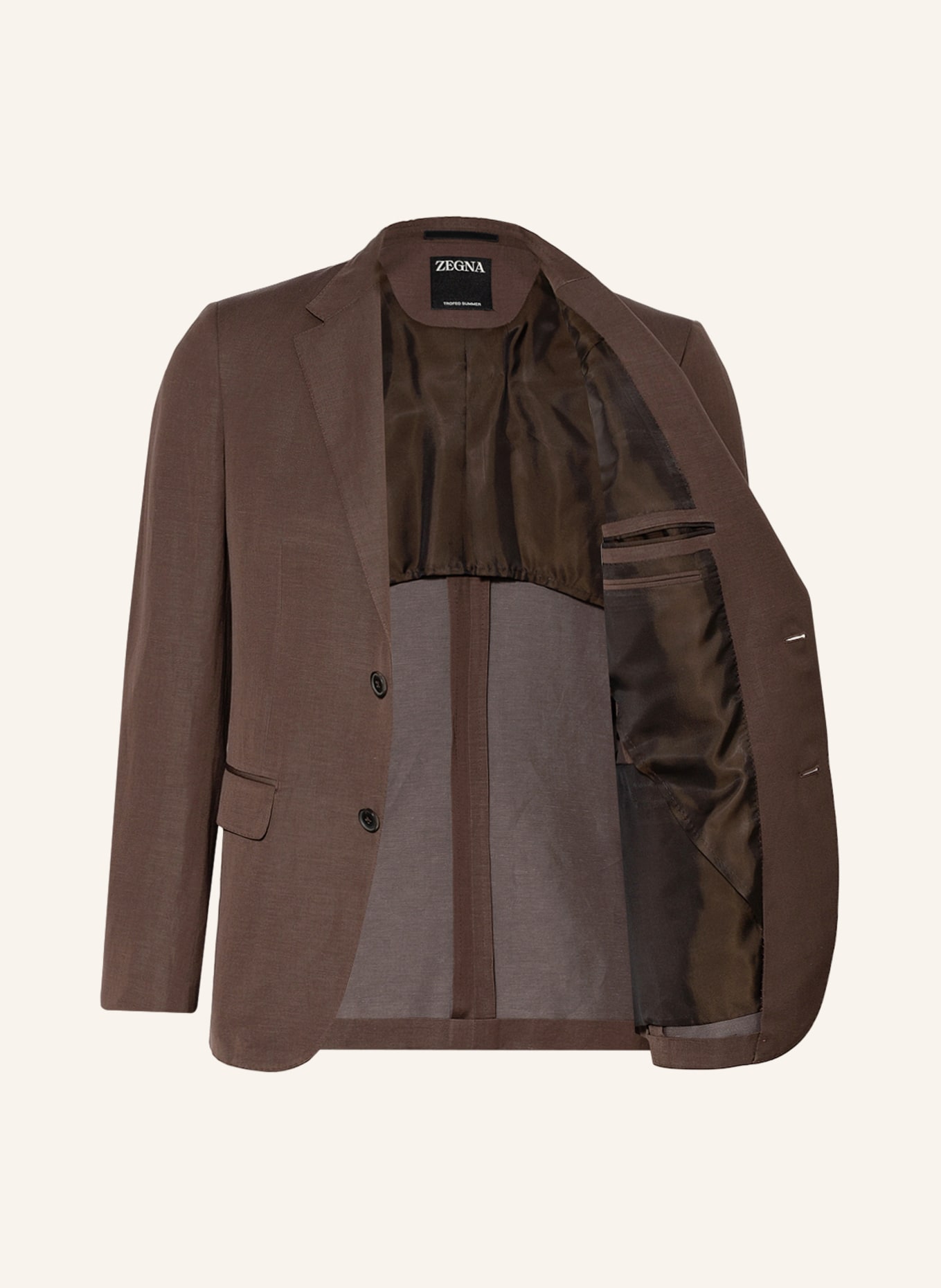 ZEGNA Tailored jacket extra slim fit with linen, Color: DARK BROWN (Image 4)