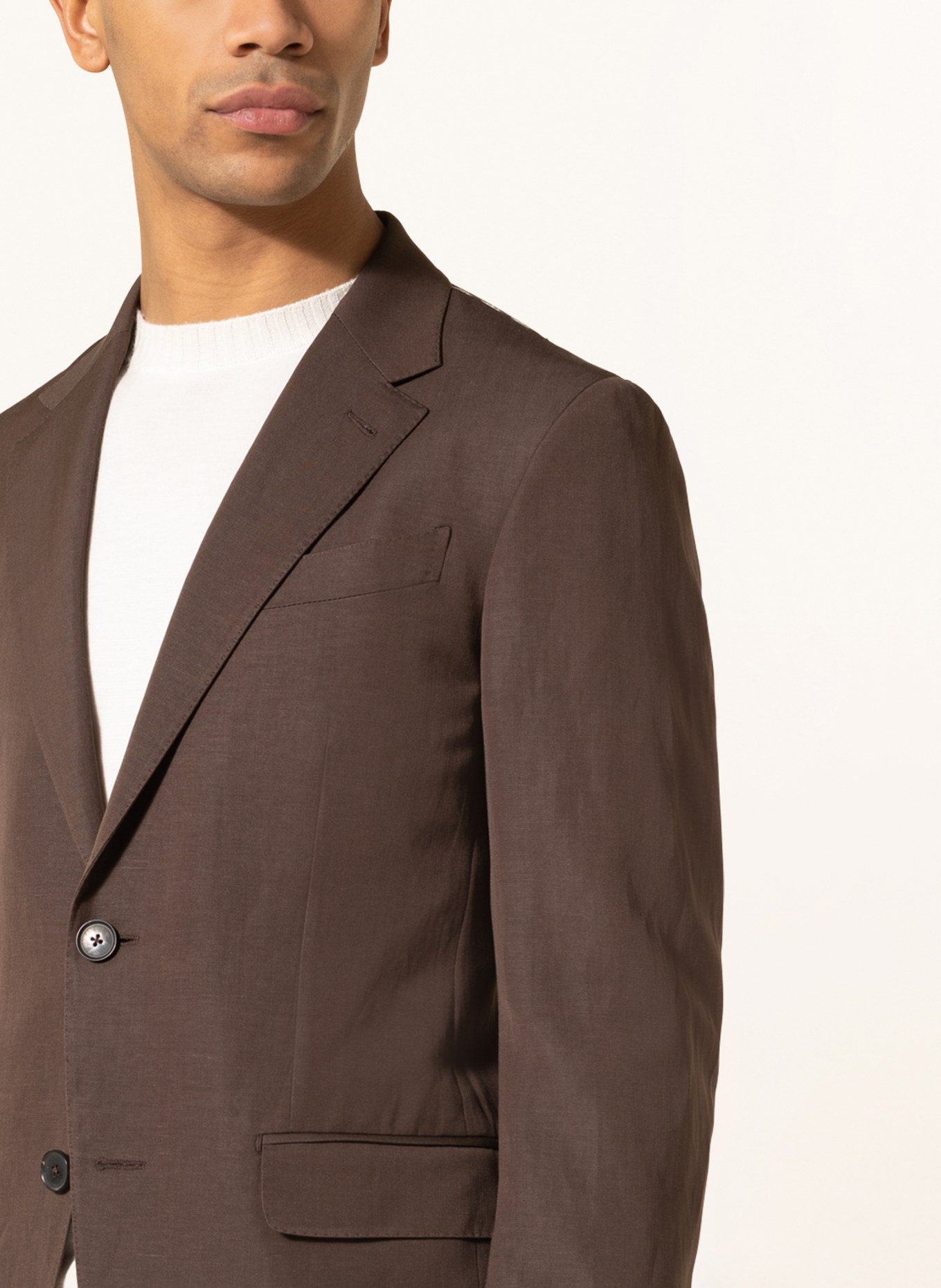 ZEGNA Tailored jacket extra slim fit with linen, Color: DARK BROWN (Image 5)