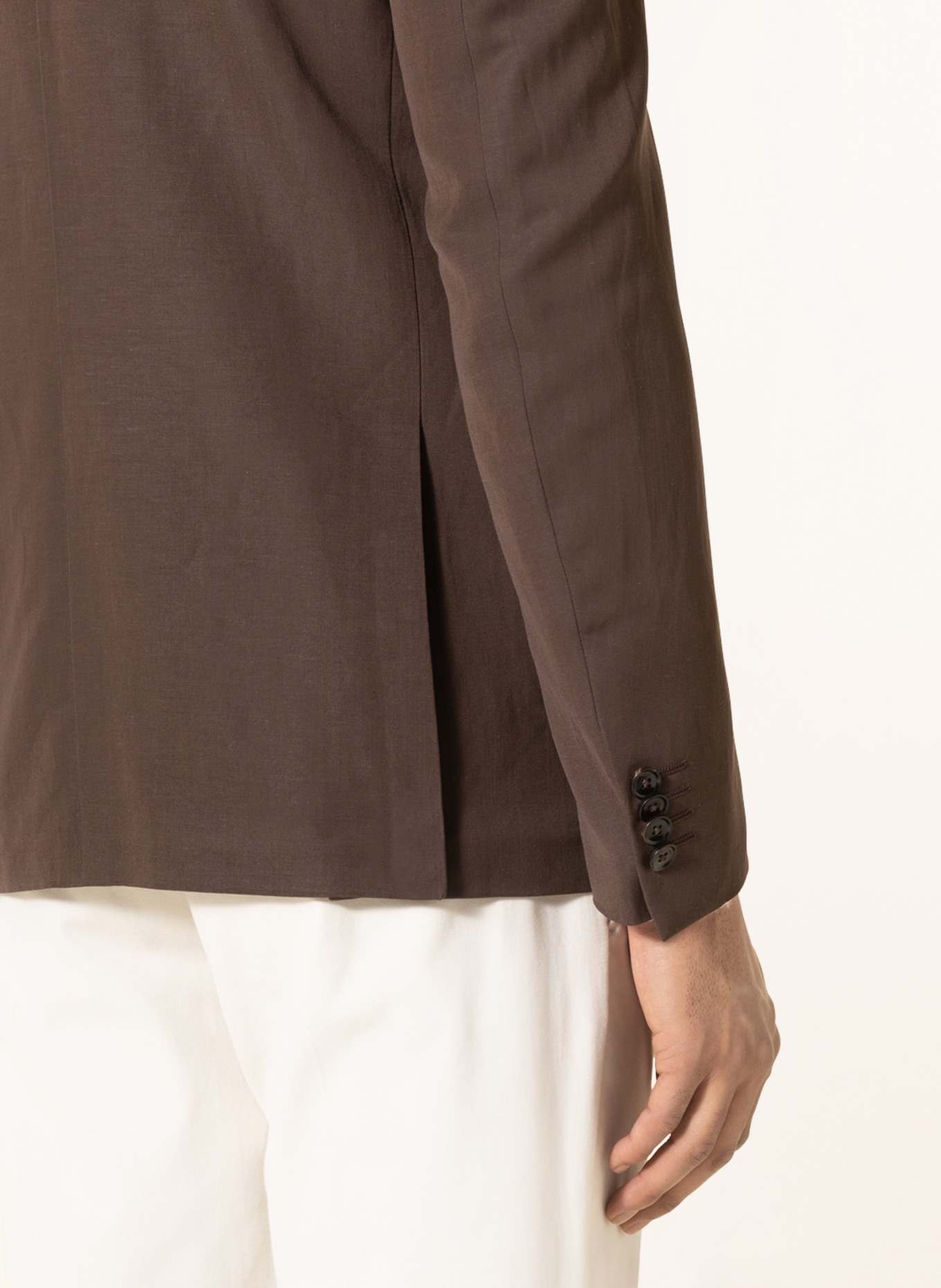 ZEGNA Tailored jacket extra slim fit with linen, Color: DARK BROWN (Image 6)
