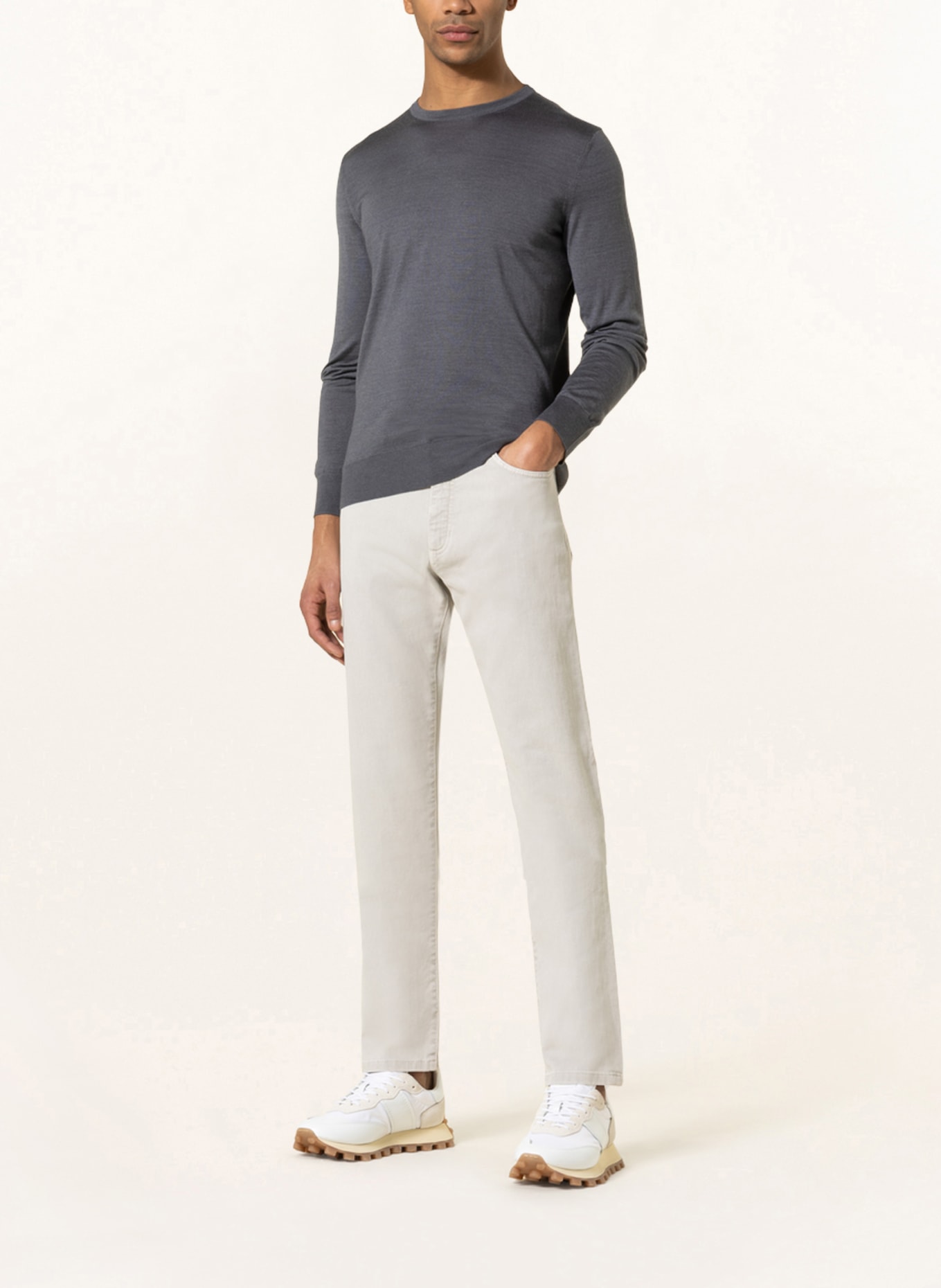 ZEGNA Cashmere-Pullover mit Seide, Farbe: DUNKELGRAU (Bild 2)