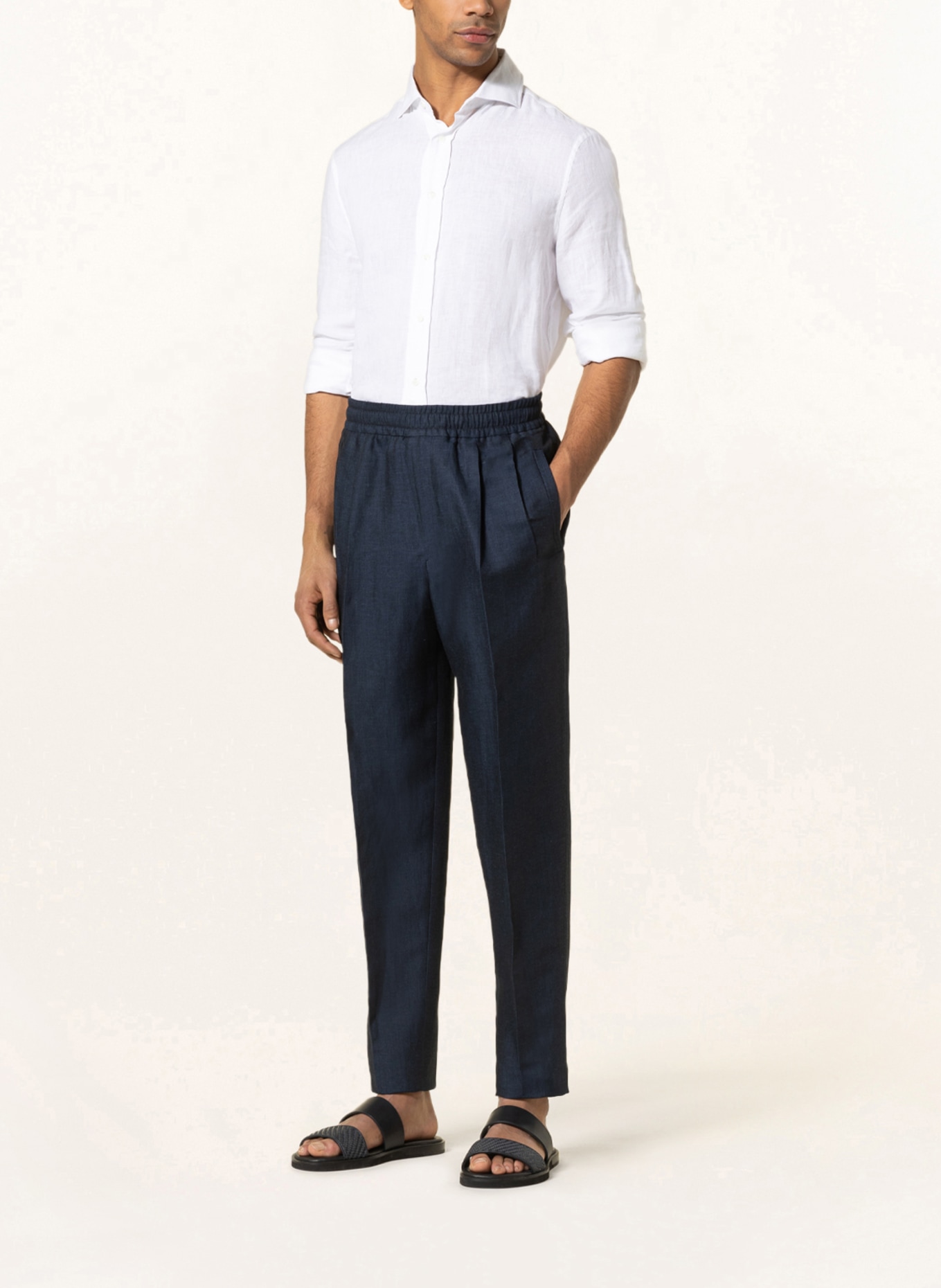 ZEGNA Pants in jogger style with linen, Color: DARK BLUE (Image 2)