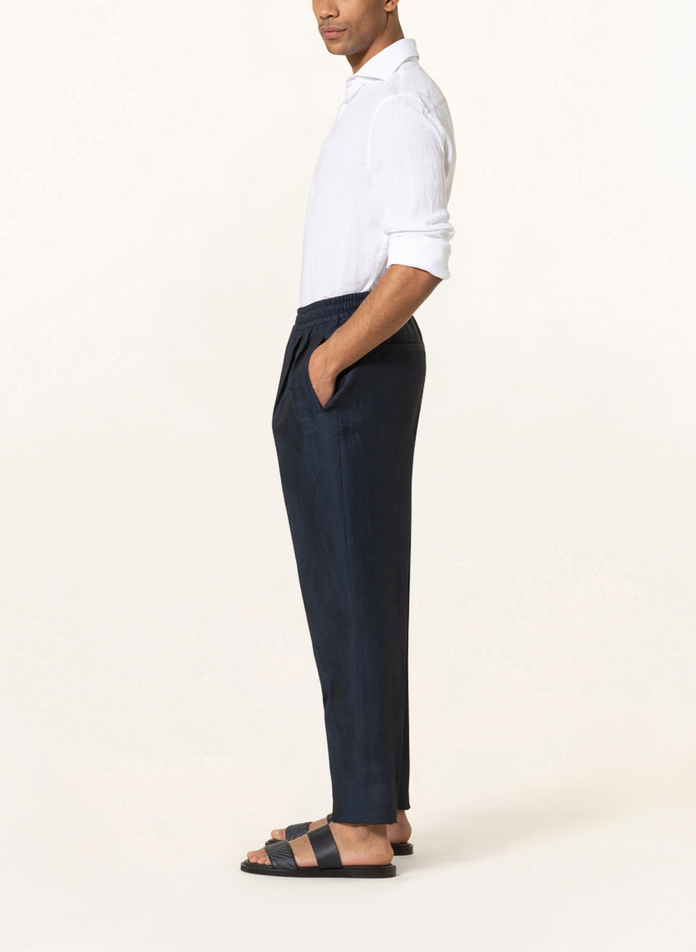 ZEGNA Pants in jogger style with linen, Color: DARK BLUE (Image 4)