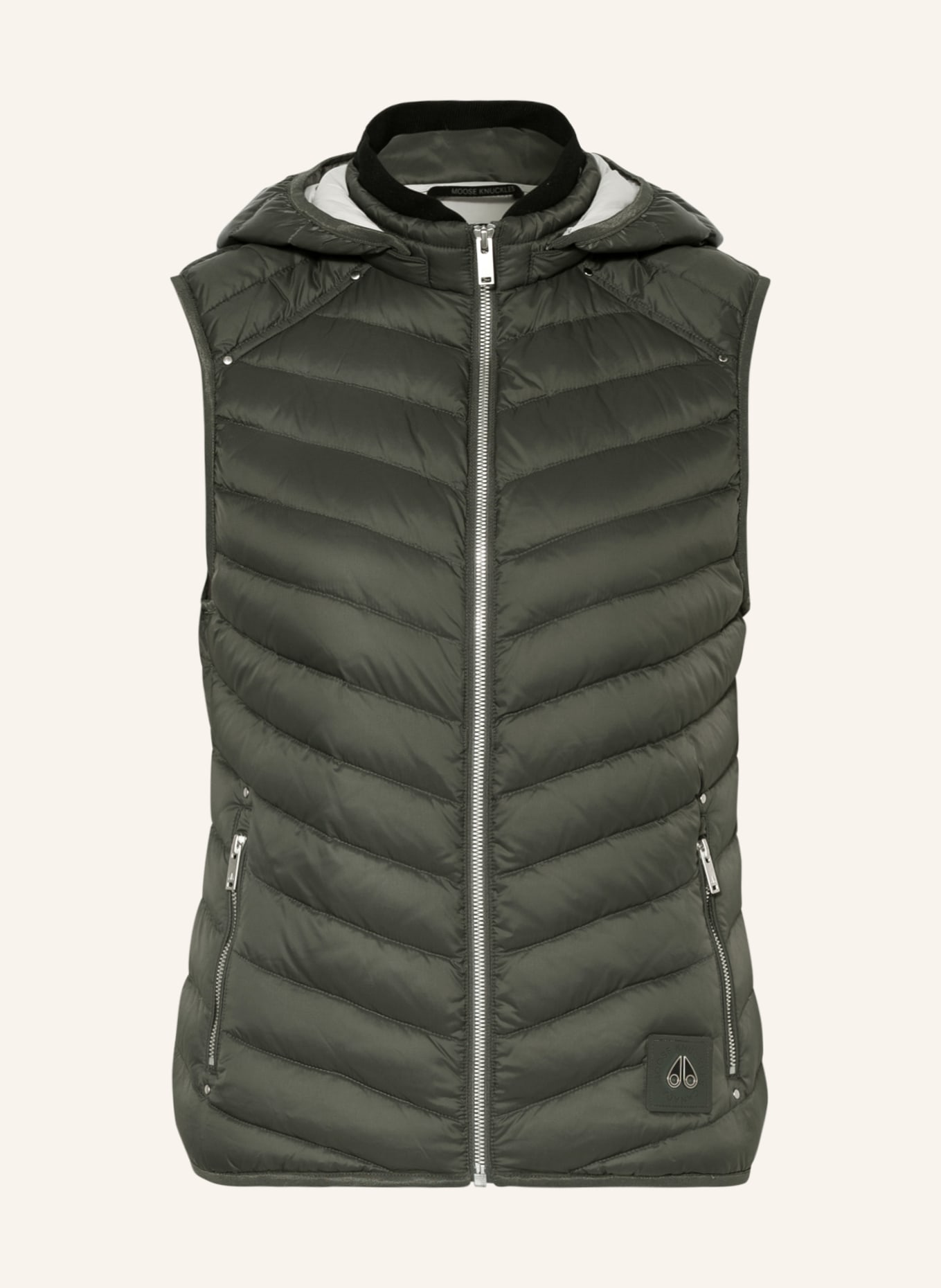MOOSE KNUCKLES Down vest AIR DOWN with removable hood, Color: GREEN (Image 1)