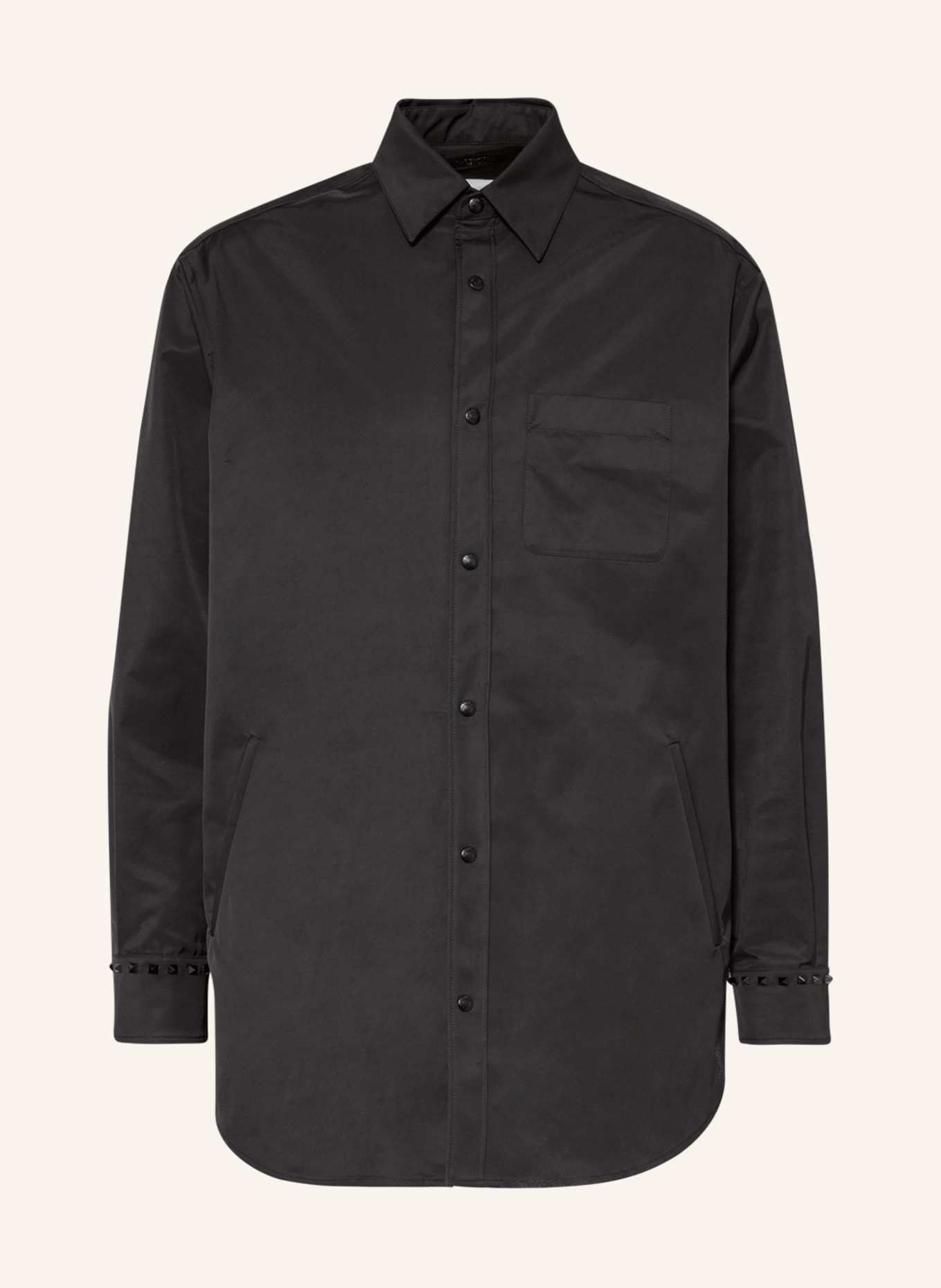 VALENTINO Overshirt with rivets, Color: BLACK (Image 1)