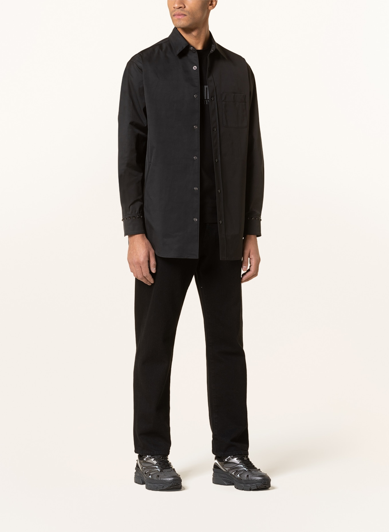 VALENTINO Overshirt with rivets, Color: BLACK (Image 2)