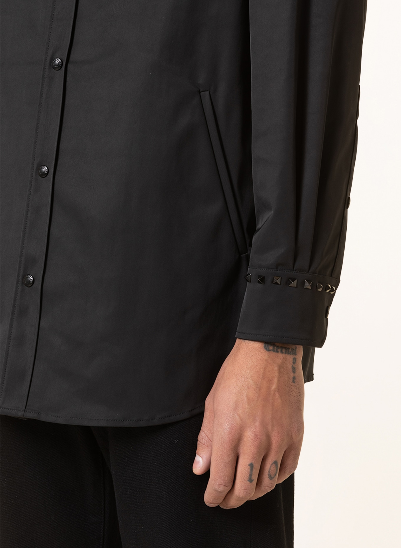 VALENTINO Overshirt with rivets, Color: BLACK (Image 5)