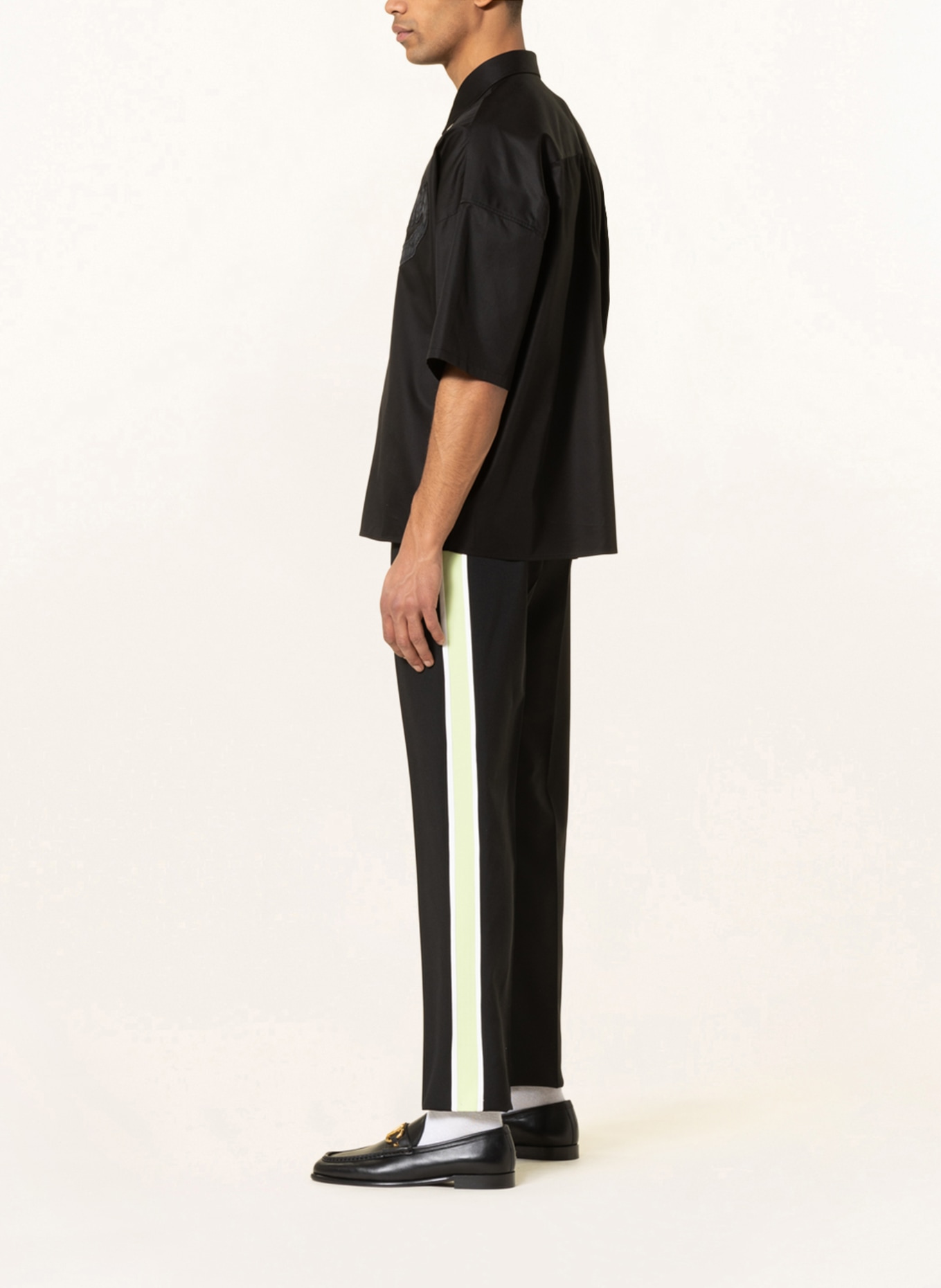 VALENTINO Trousers extra slim fit with tuxedo stripe, Color: BLACK/ LIGHT GREEN/ WHITE (Image 4)
