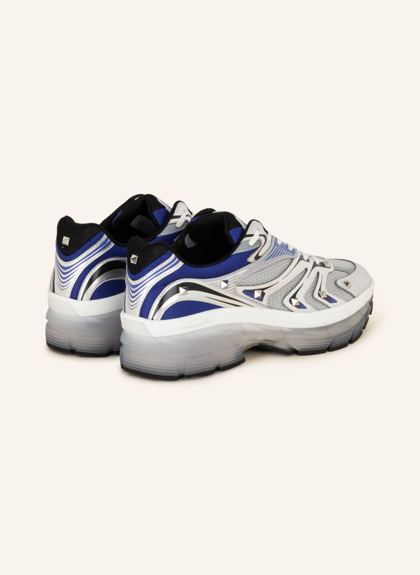 VALENTINO GARAVANI Sneakers MS-2960 with rivets, Color: BLUE/ SILVER/ BLACK (Image 2)