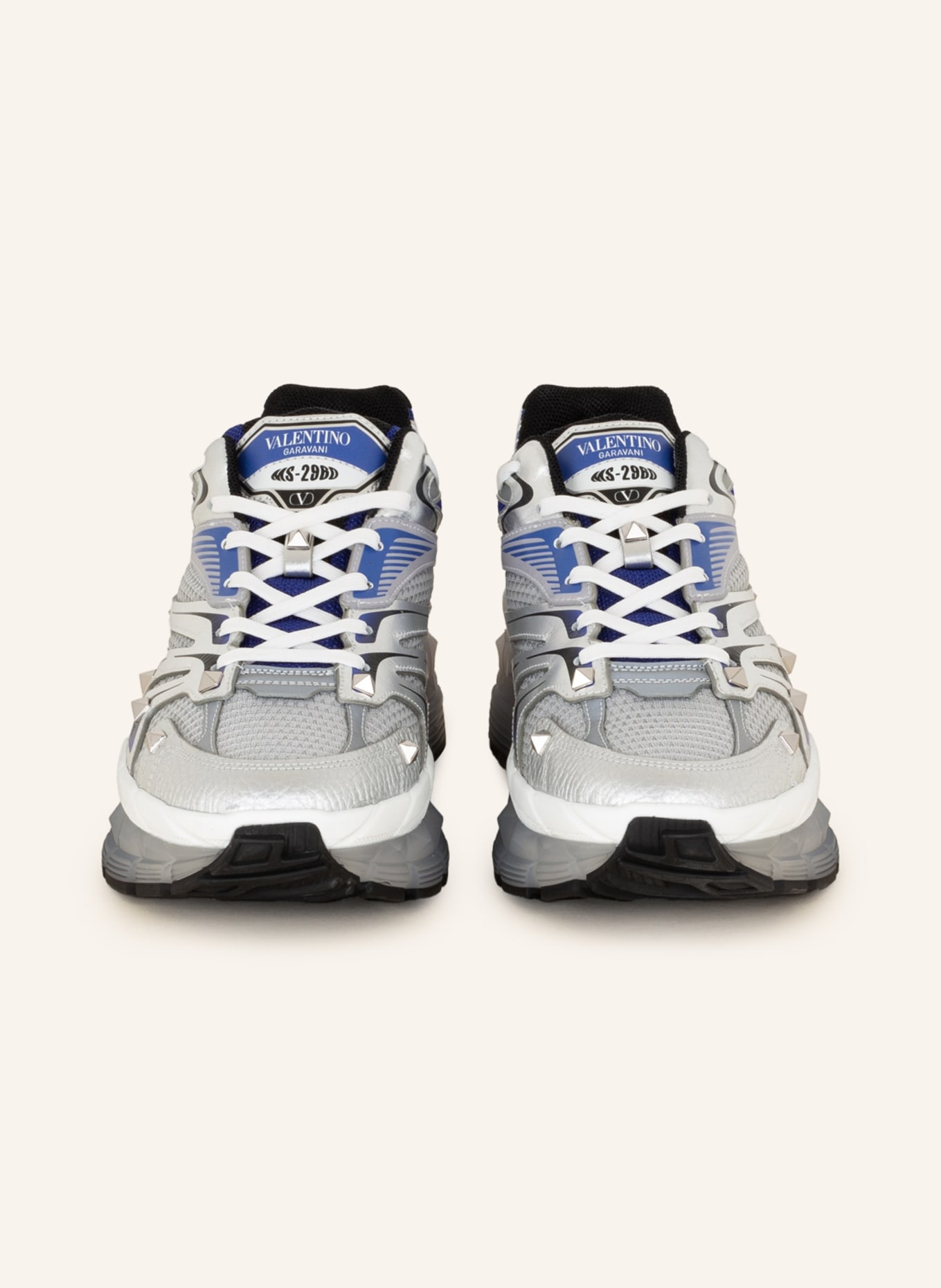 VALENTINO GARAVANI Sneakers MS-2960 with rivets, Color: BLUE/ SILVER/ BLACK (Image 3)