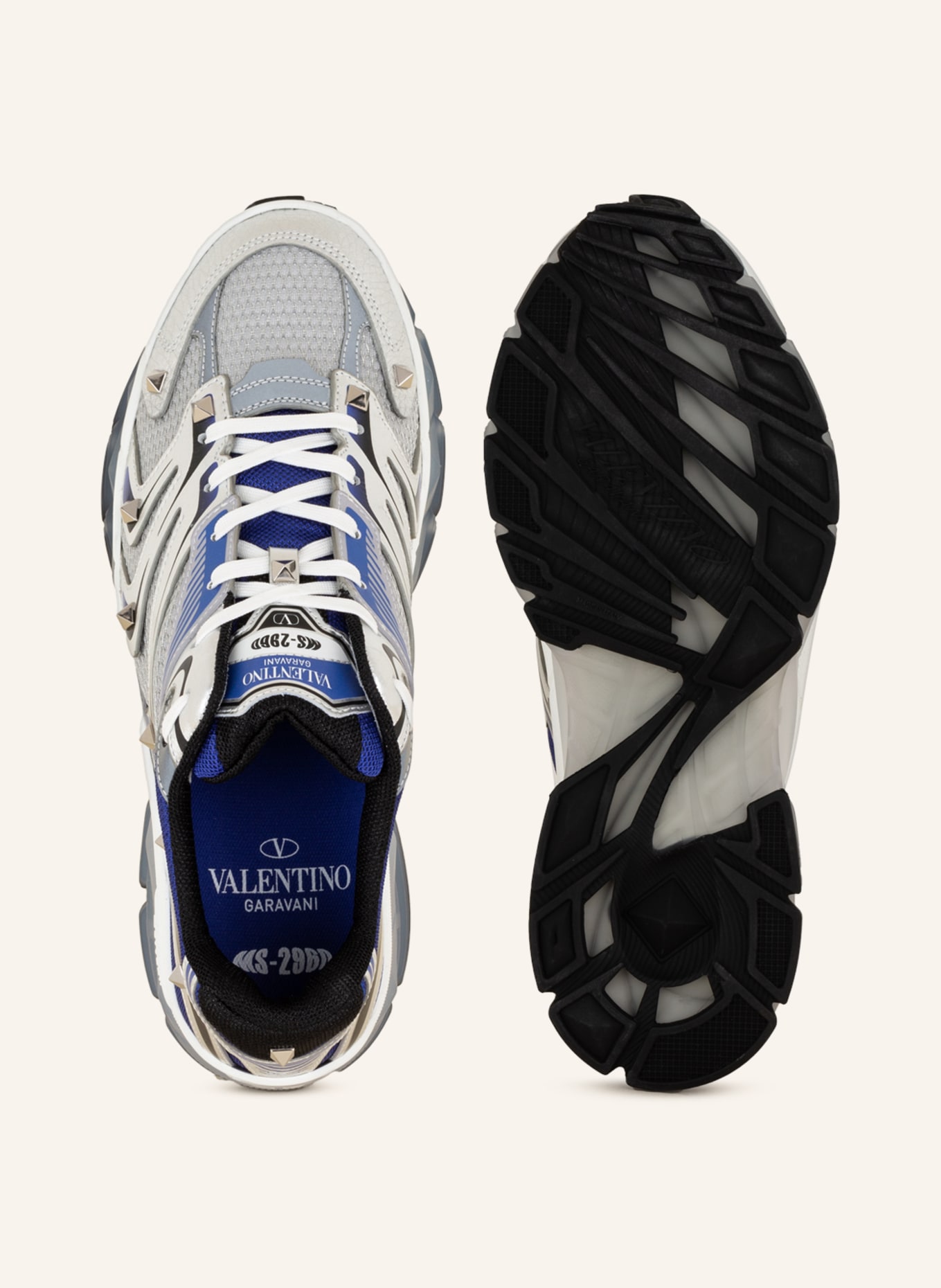 VALENTINO GARAVANI Sneakers MS-2960 with rivets, Color: BLUE/ SILVER/ BLACK (Image 5)